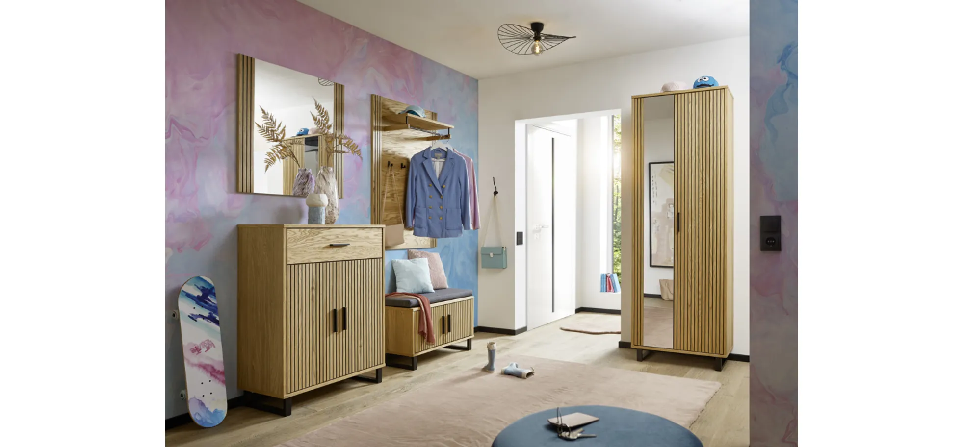 Garderobenschrank, Eiche teilmassiv geölt - Emila