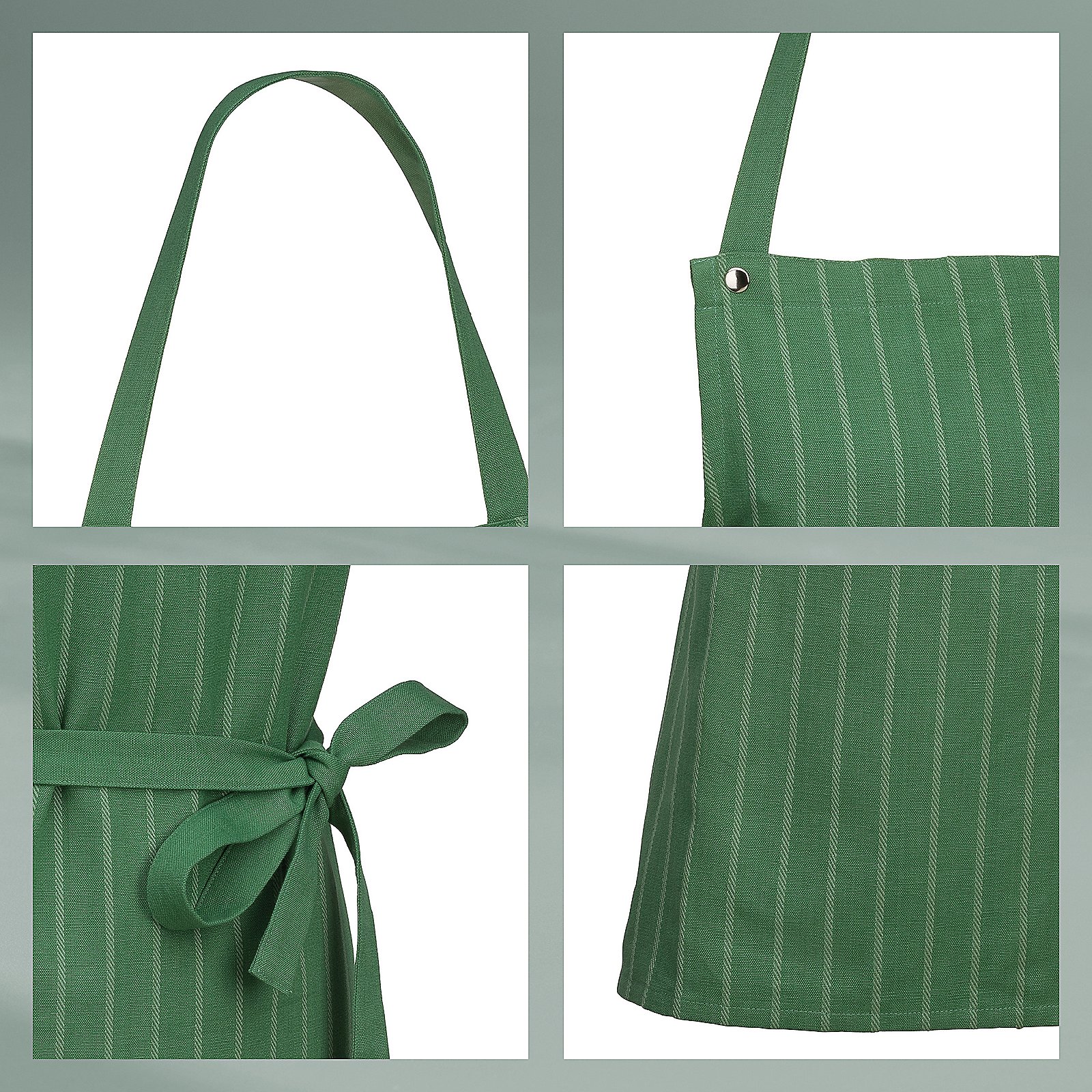 Schürze Cora 67x80 cm - 100%Baumwolle hellgrün/grün Streifen