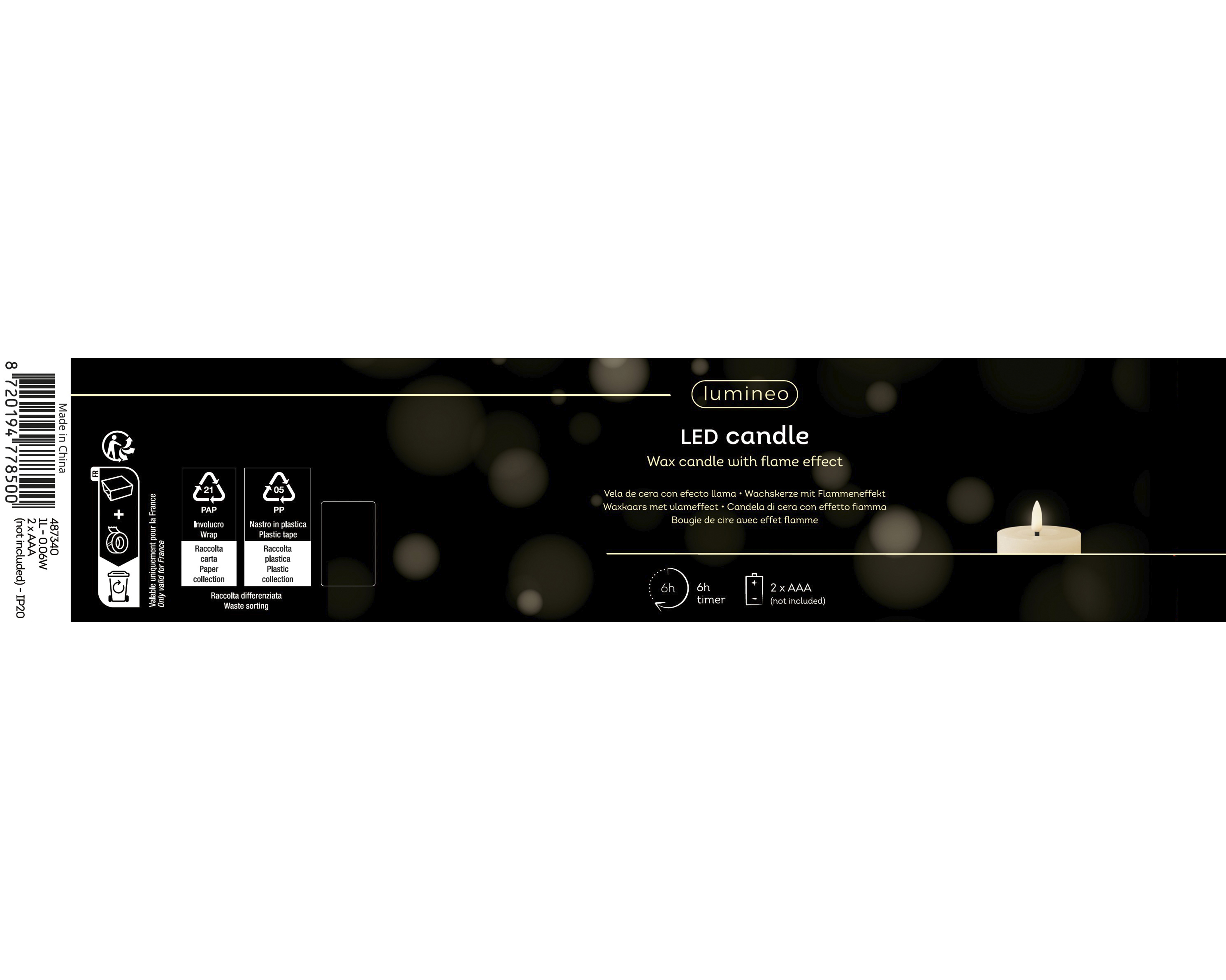 LED Kerze Wachs - weihnachtsrot/warmes weiss, Wachs, Ø7-H11.20cm-1L