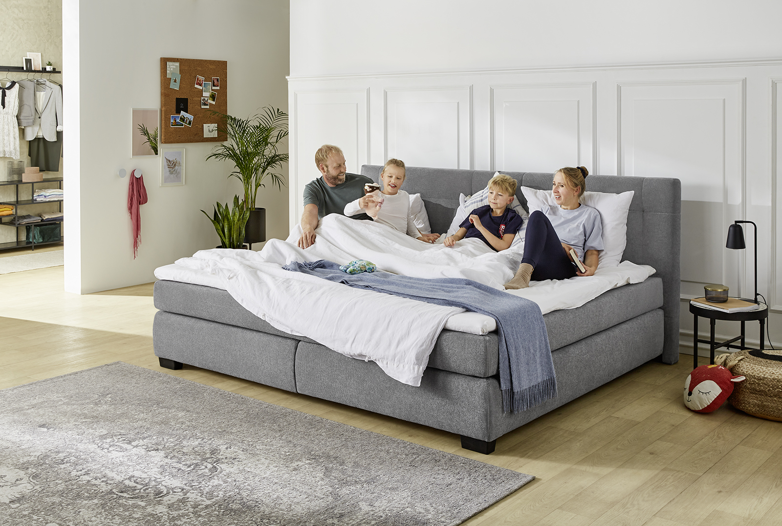 Familienboxspringbett, grau, 240 x 200 cm    - MyStyle 3023