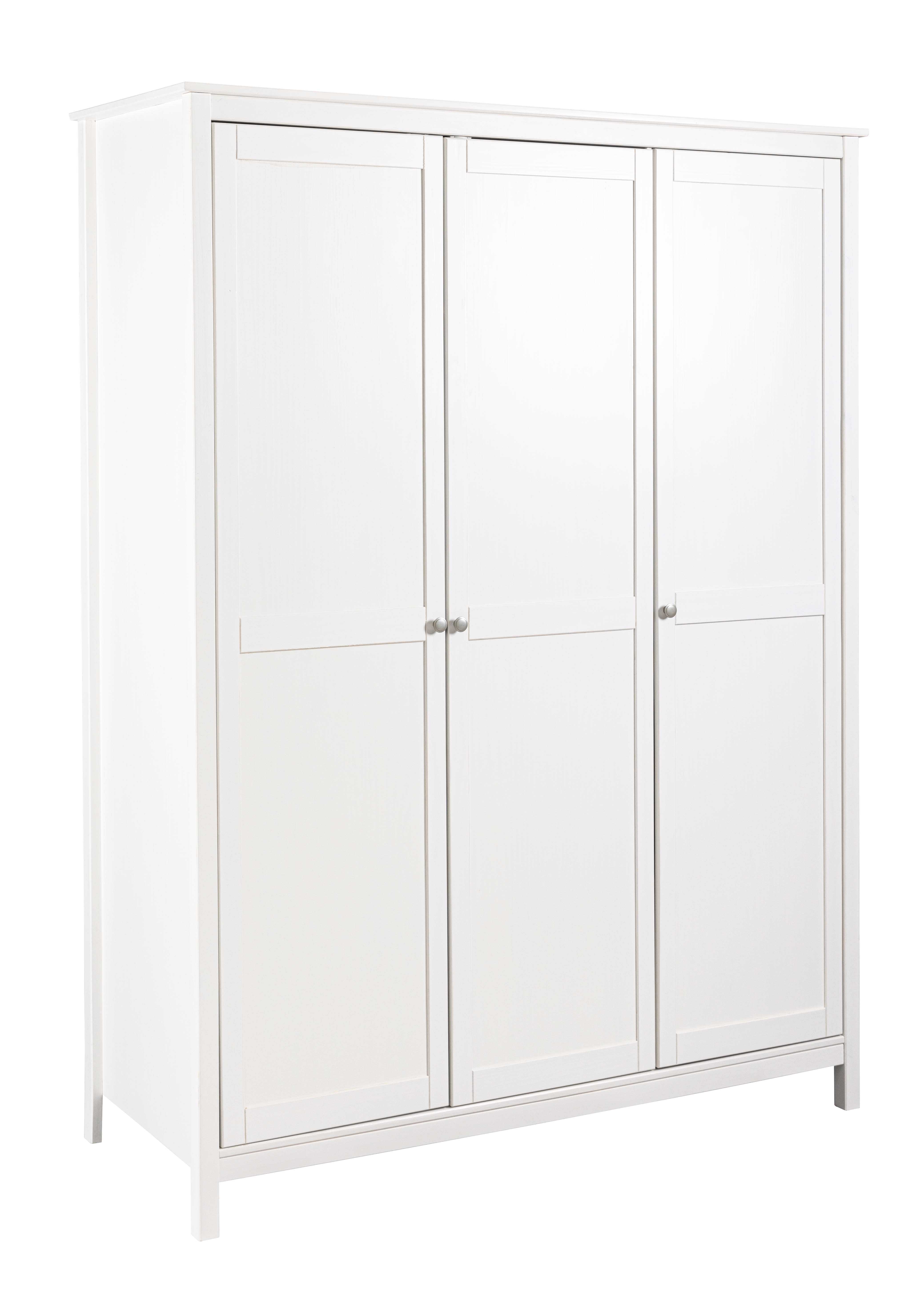 Kleiderschrank, Massivholz weiß, 155cm brt - MyStyle 3076
