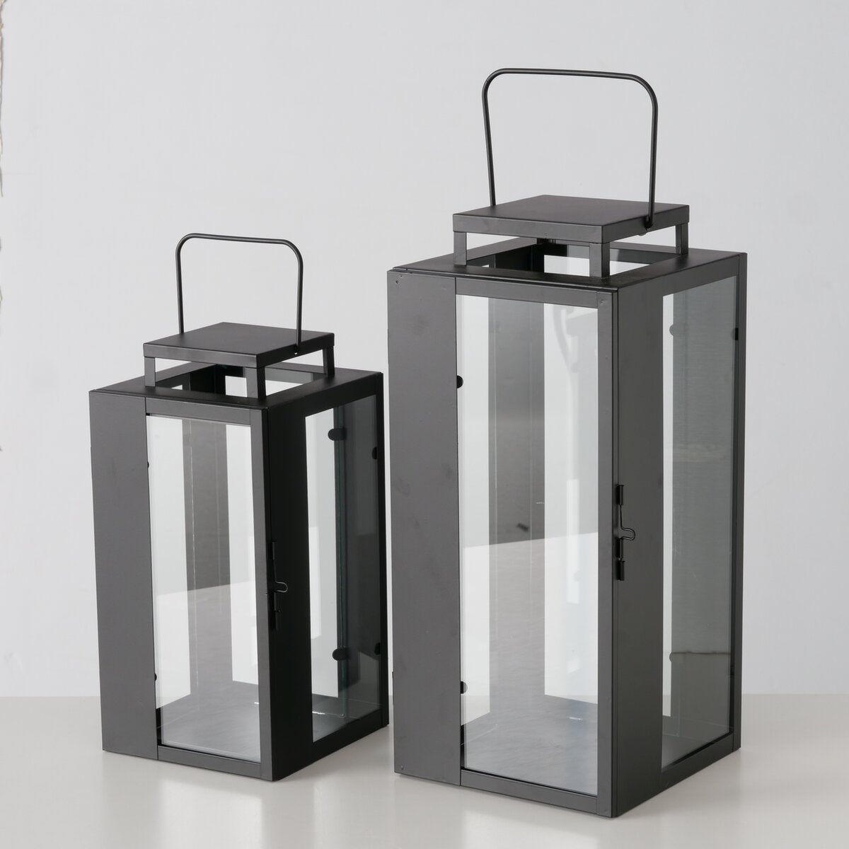 Laterne Ironedge, Quadrat, groß - H 40,30 cm, B 18,00 cm, Eisen pulverbesch. schwarz