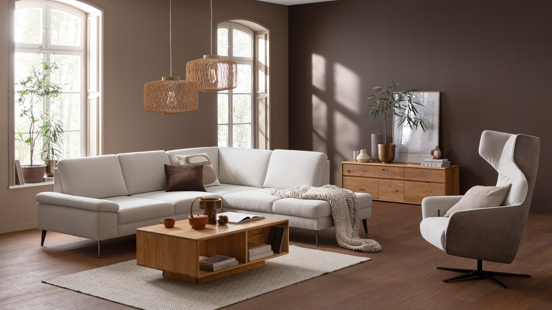 Ecksofa, Stoff naturel - Natura Home Houston