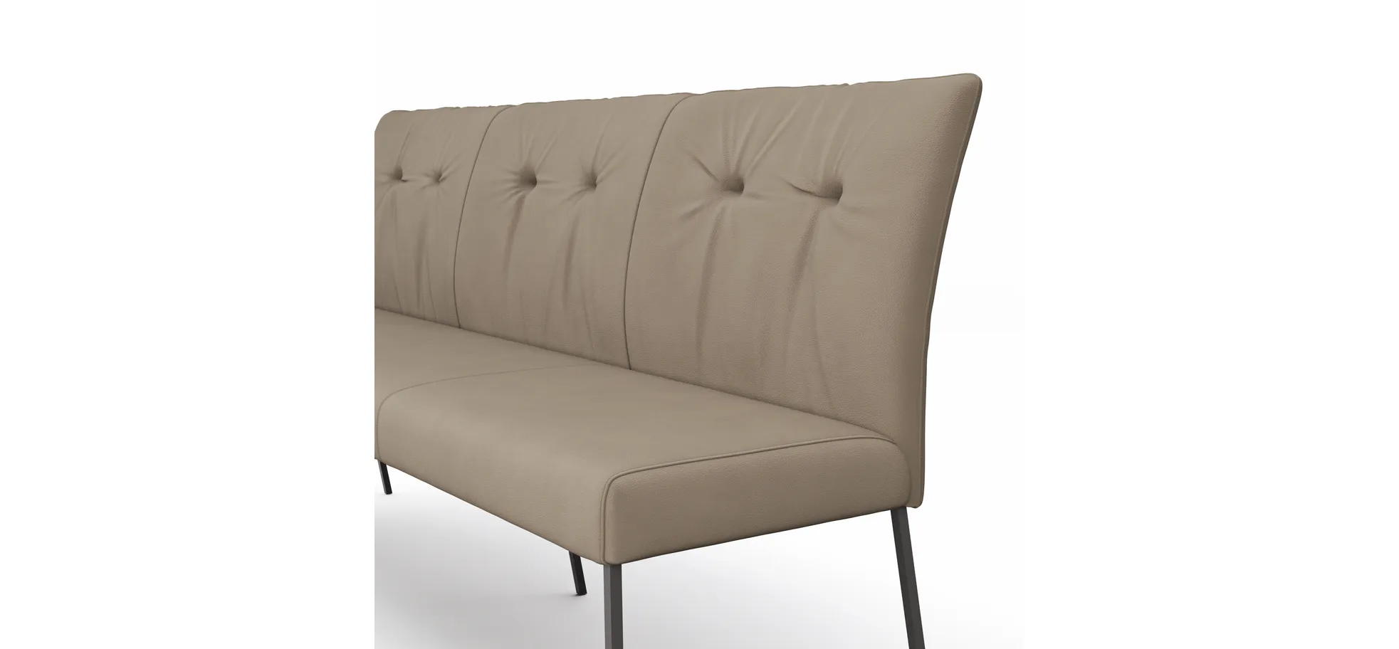 Bank Nashville - Breite ca. 200 cm, Leder, Taupe