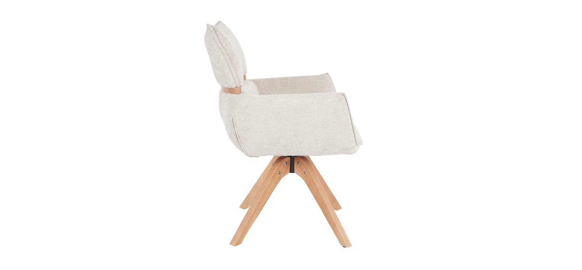 Armlehnstuhl, Bezug beige, Gestell Eiche - Marou