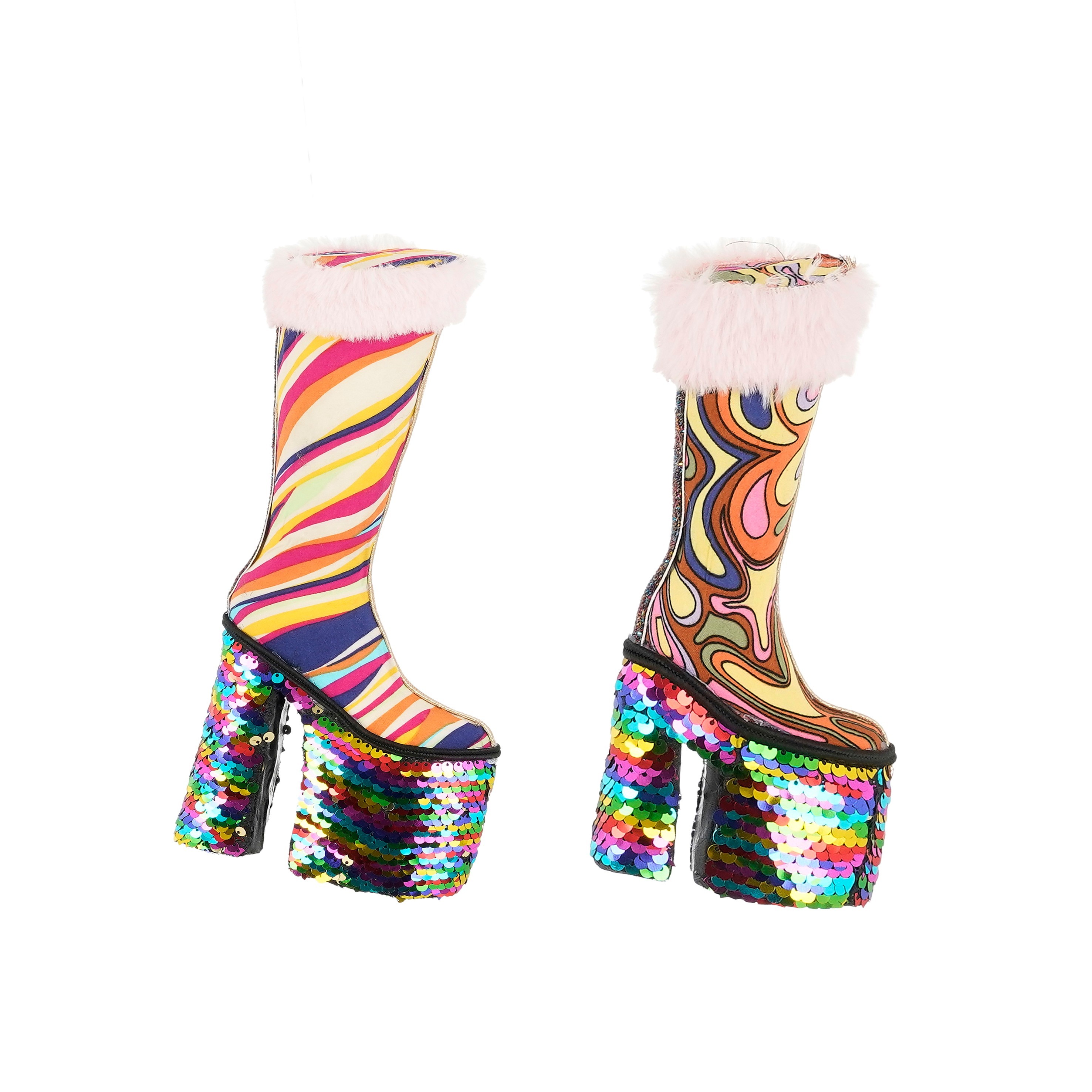 Ornament Stiefel, 2-sort. - orange/rosa - l9xb5xh20cm