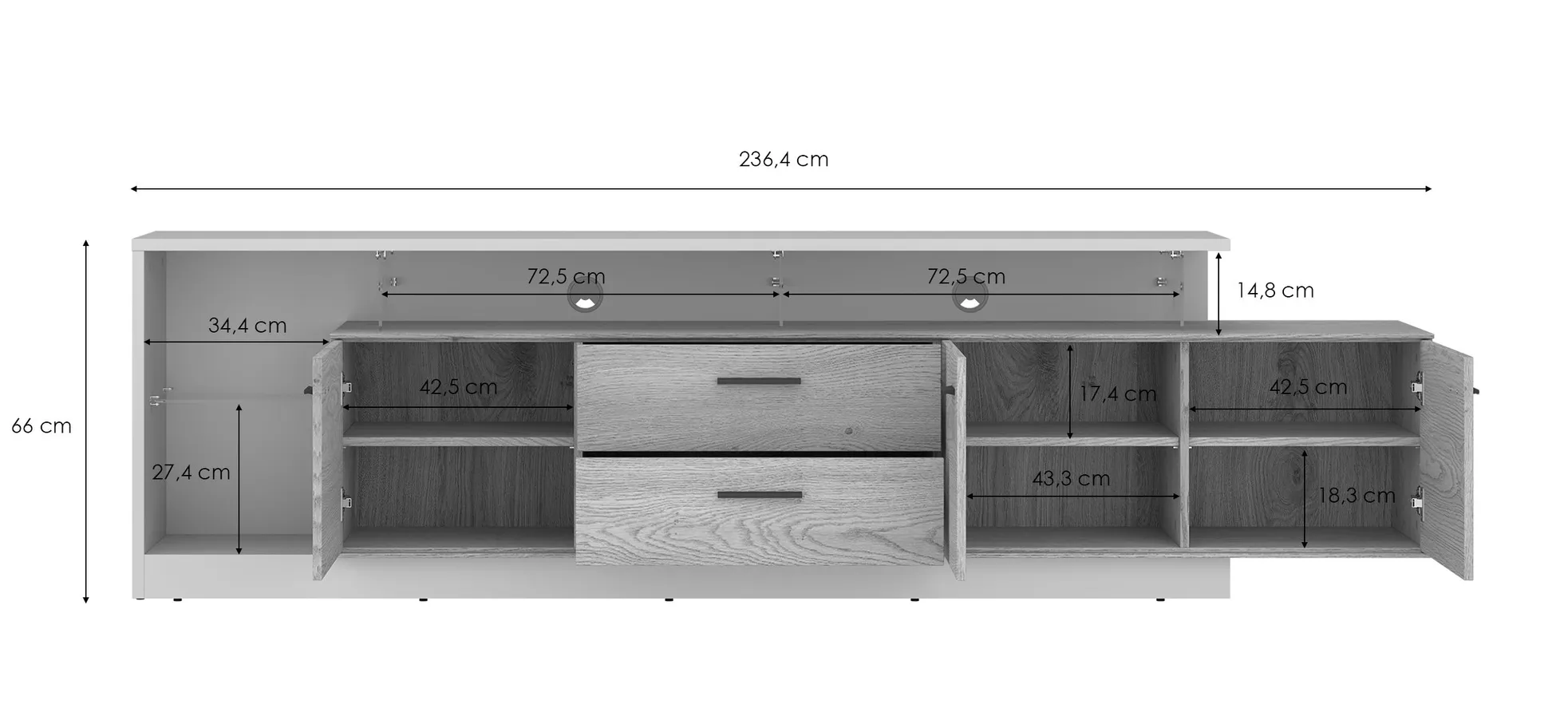 Lowboard, Eiche, Cashmere - Waleah