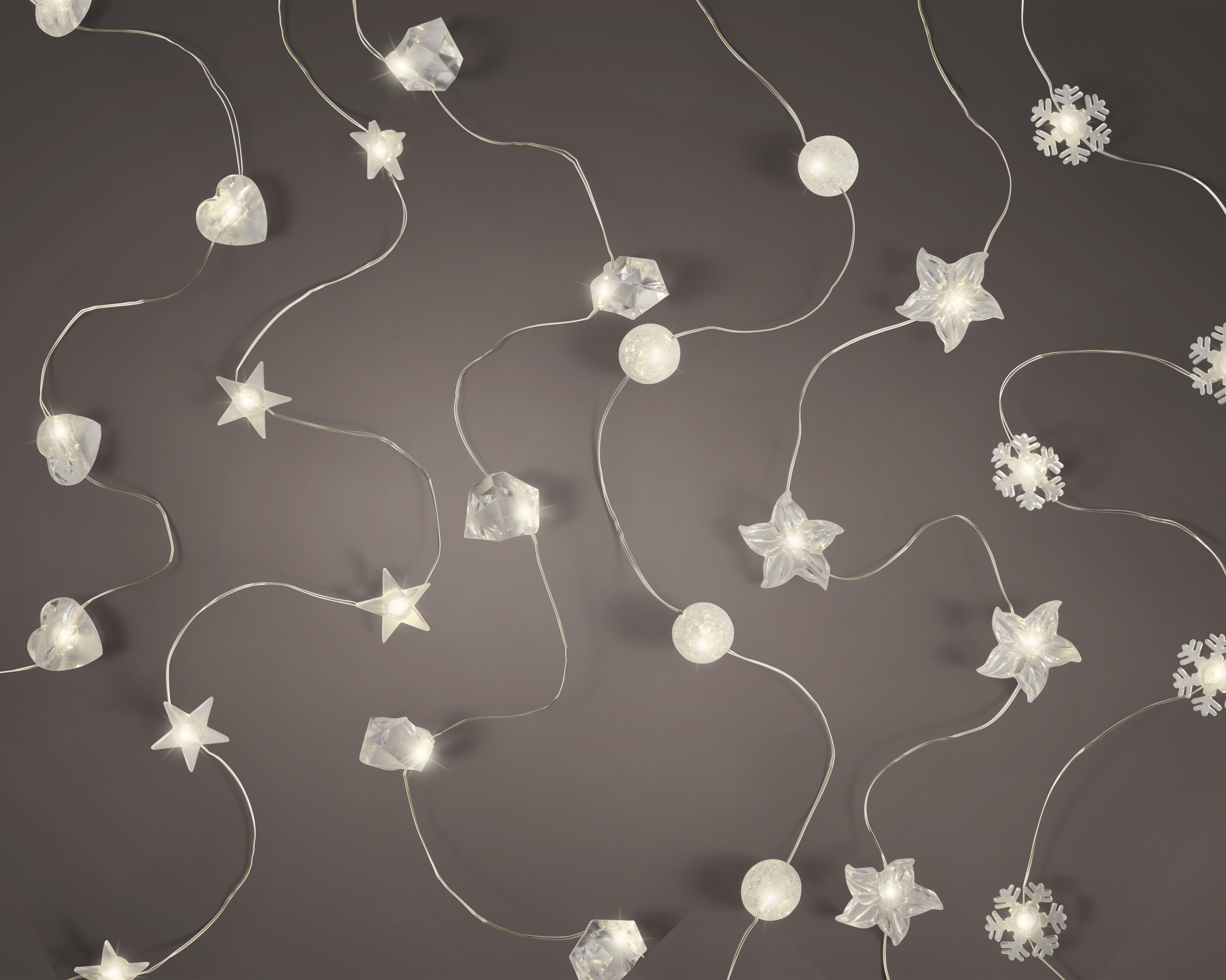 LED Deco Strang - silber/warmes weiss, PVC, 190cm-20L