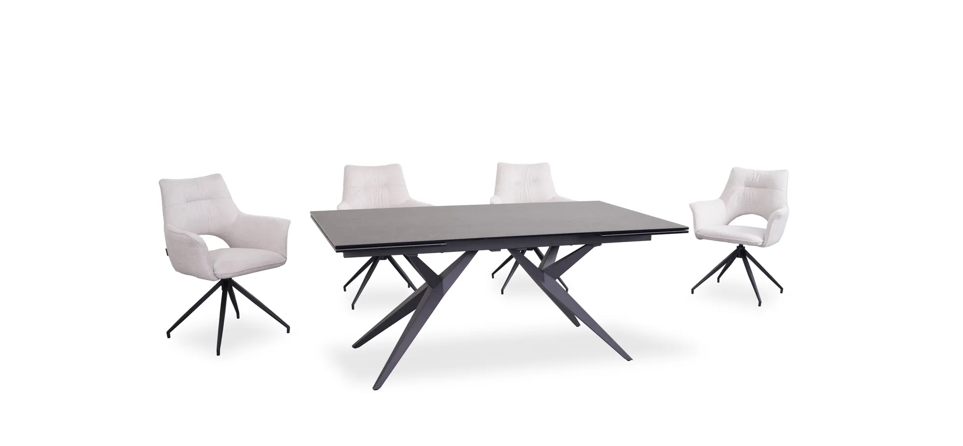 Vierfußstuhl mit Armlehnen, beige, drehbar - Maleen