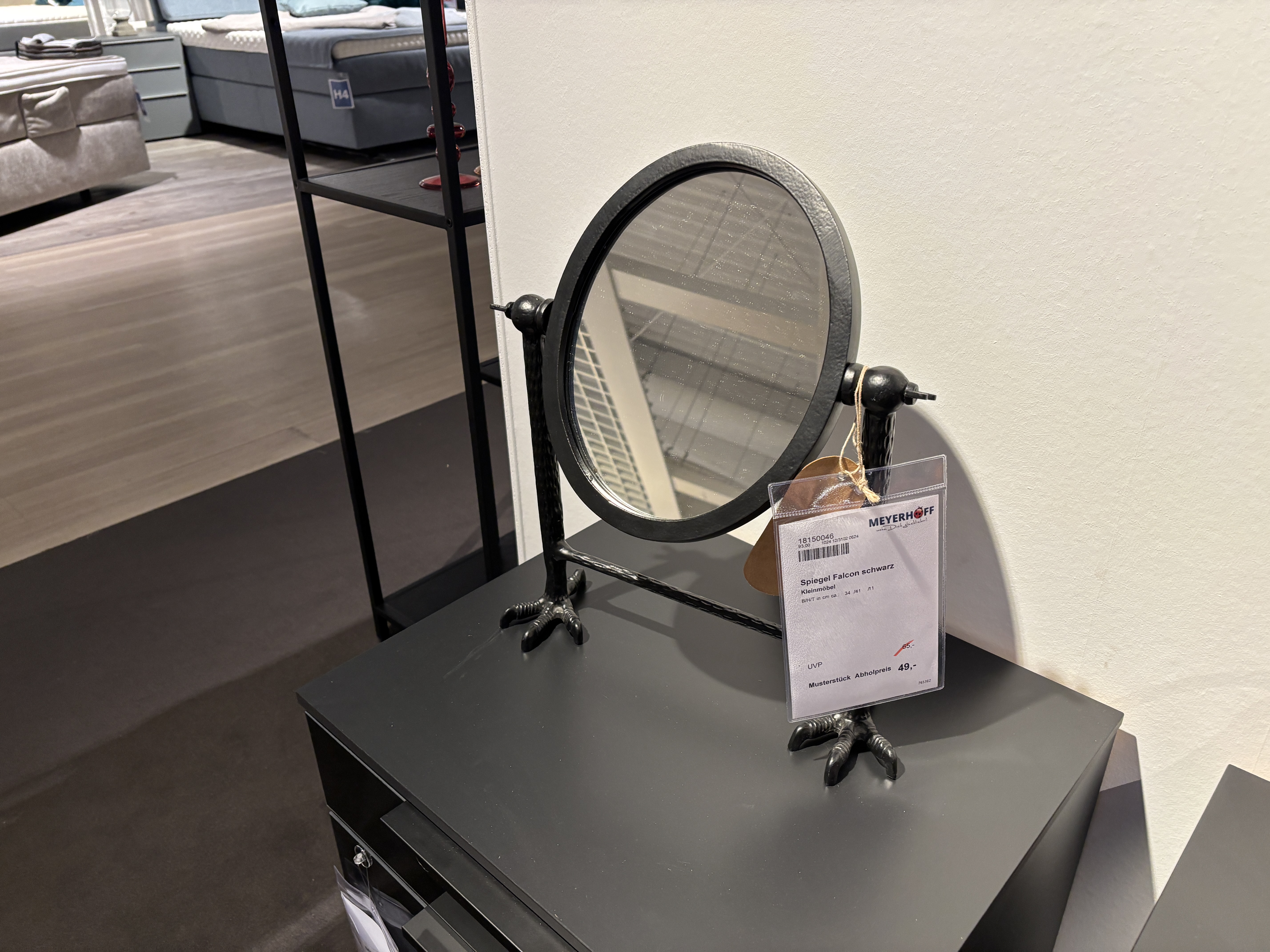 Spiegel Falcon schwarz, kippbarer Tischspiegel - Kleinmöbel
