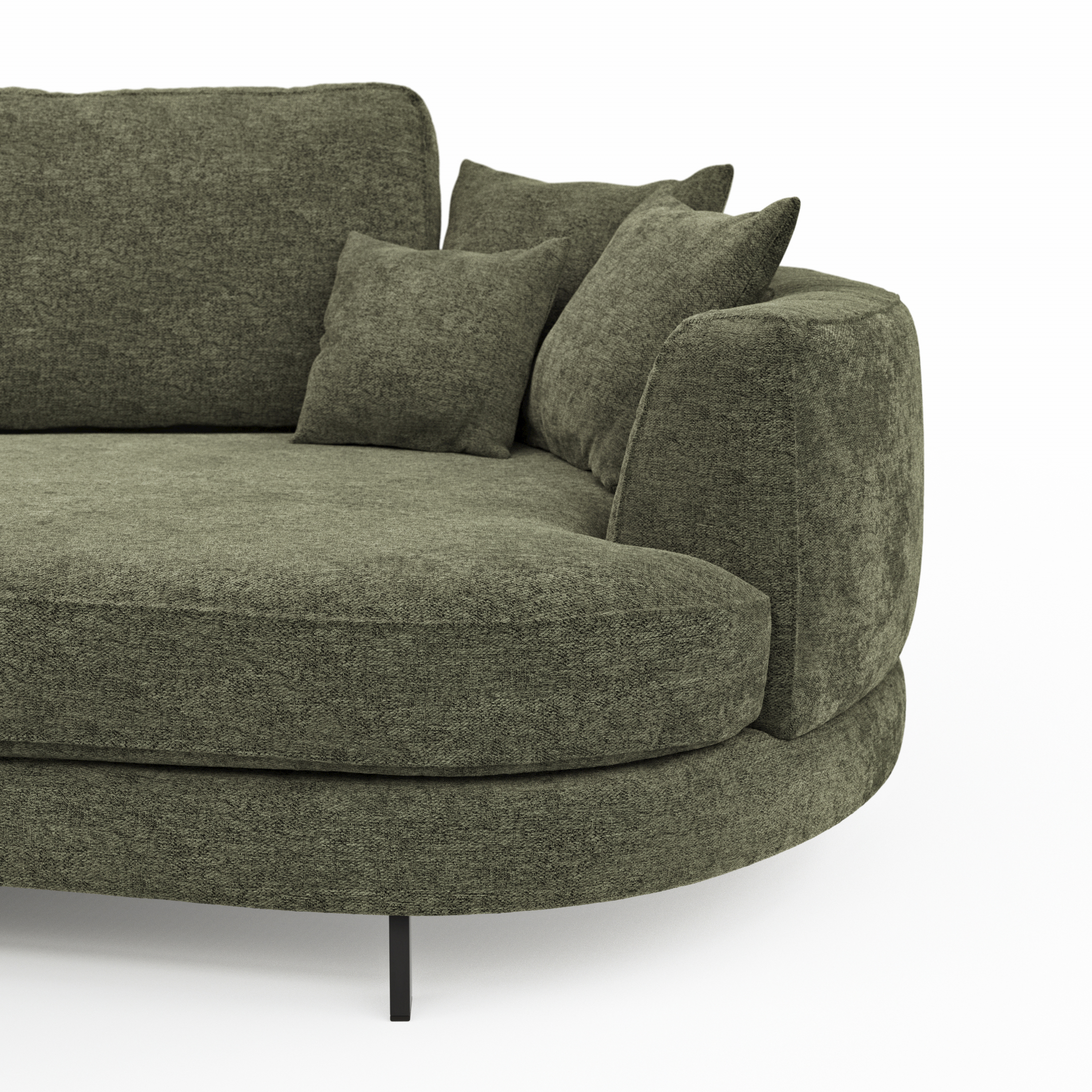 Ecksofa, olivgrün, Füße Metall schwarz - Solenne