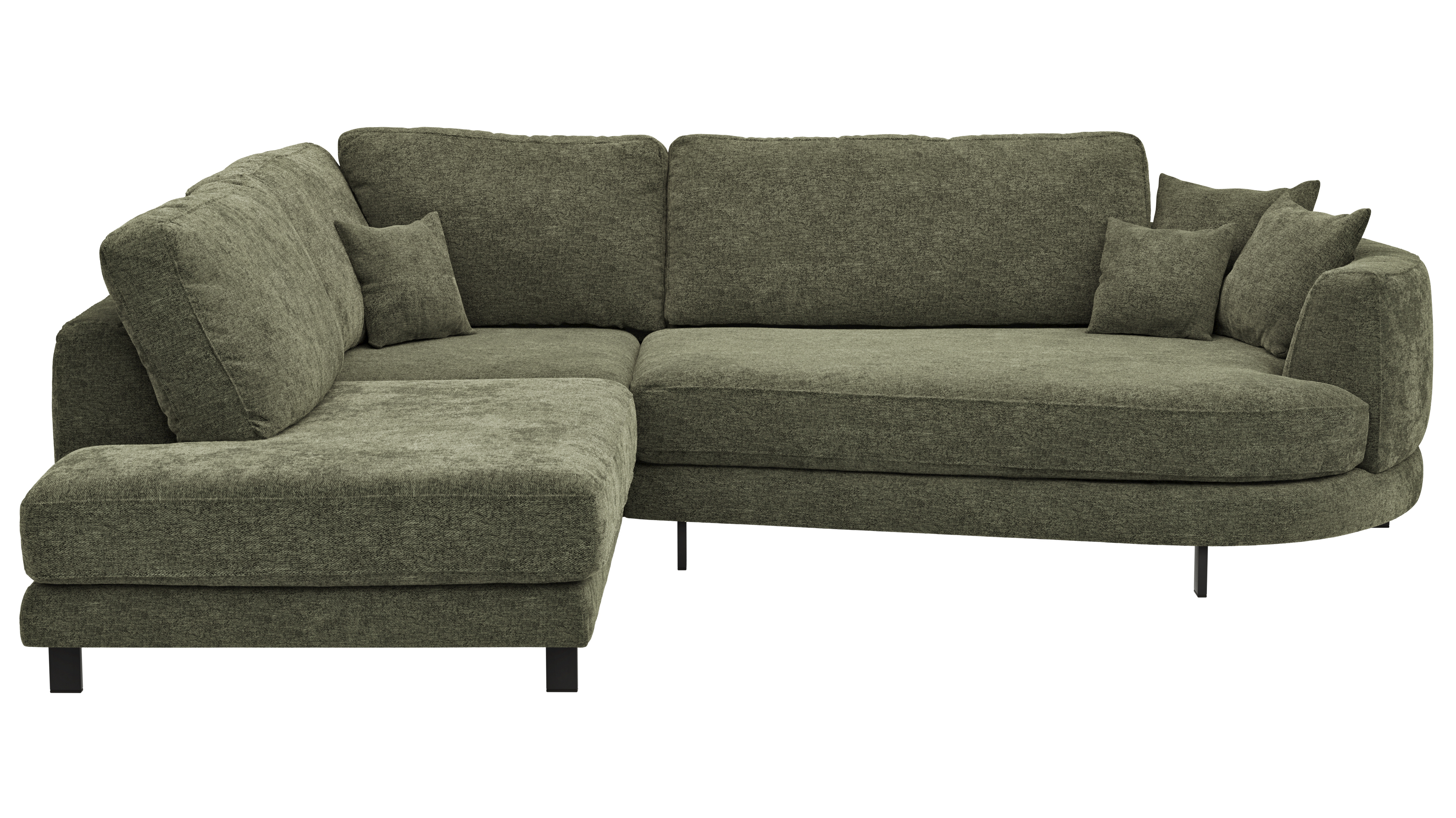 Ecksofa, olivgrün, Füße Metall schwarz - Solenne