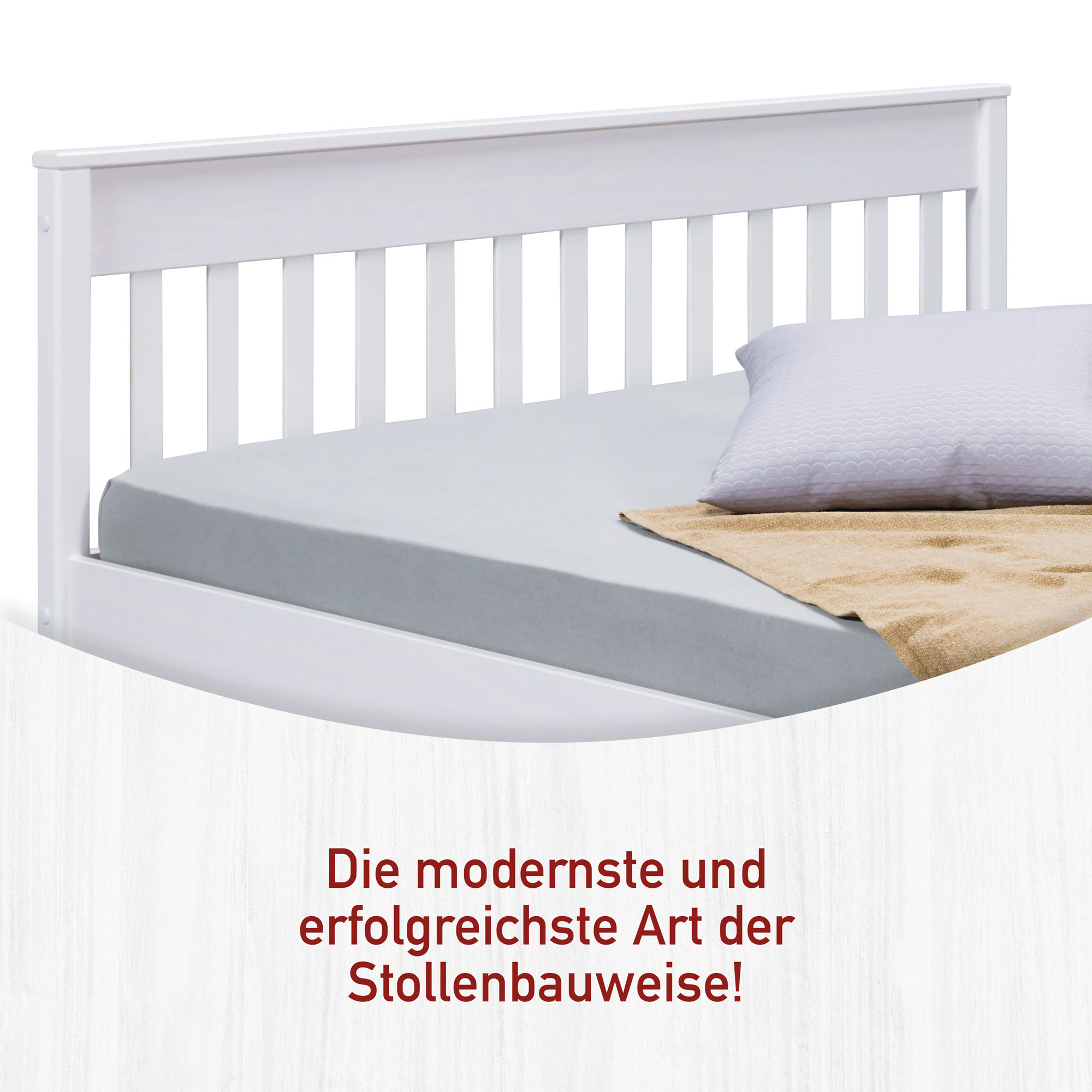 Doppelbett, 180x200 cm, Massivholz weiß - MyStyle 3076