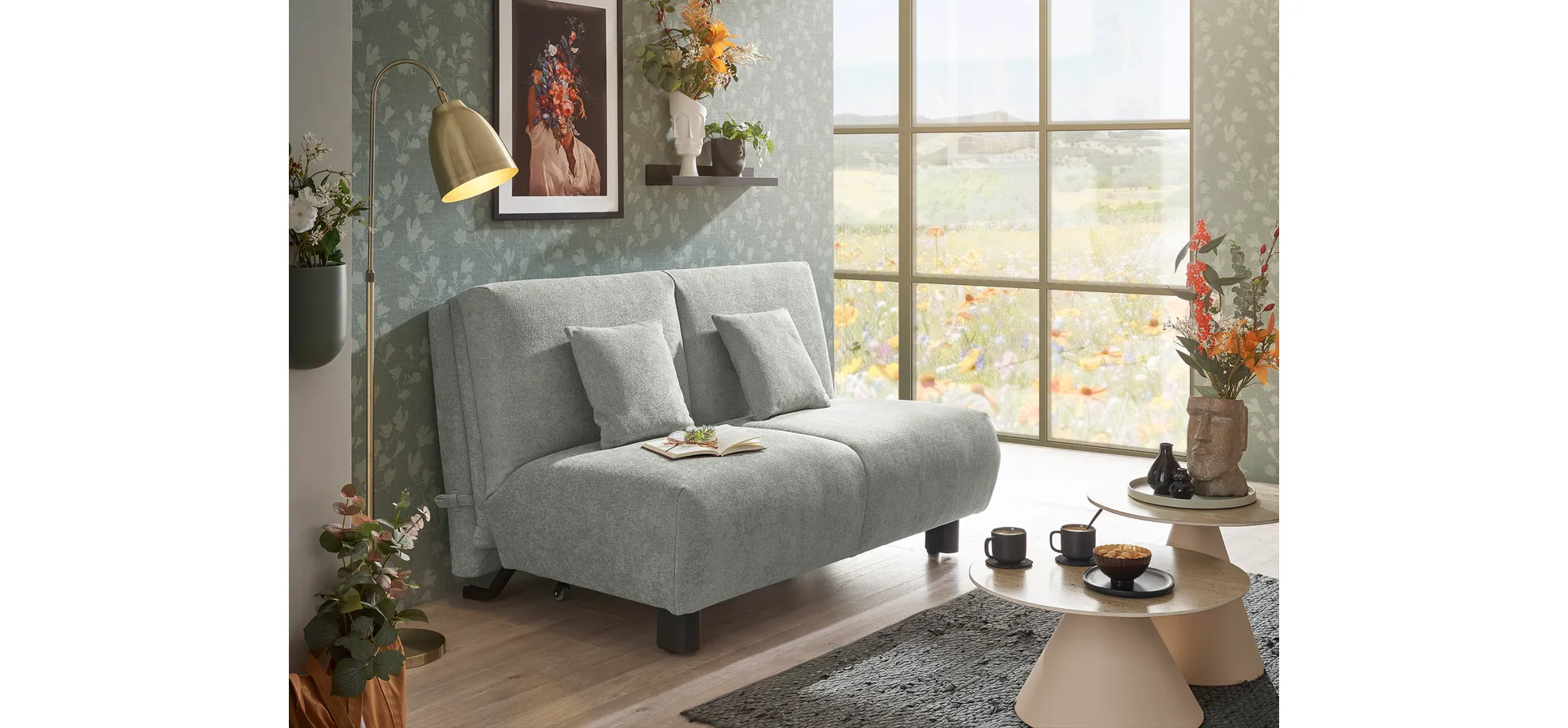 Faltsofa EBBY - 2-Sitzer ohne Armlehne, 140 cm inkl. Schlaffunktion/Relaxfunktion, Stoff, Grau Faltsofa EBBY - 2-Sitzer ohne Armlehne, 140 cm inkl. Schlaffunktion/Relaxfunktion, Stoff, Grau