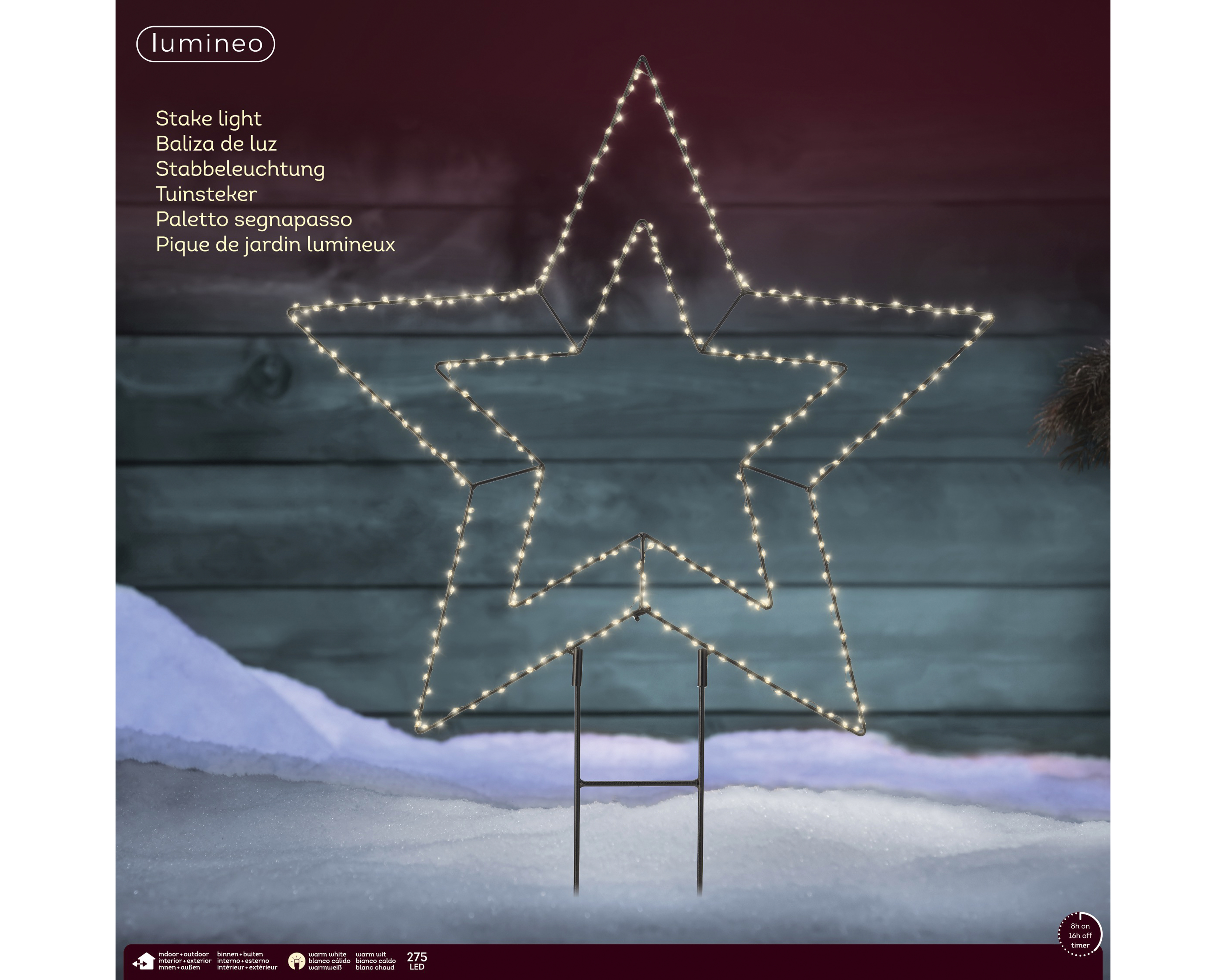 LED Stabbeleuchtung - schwarz/warmes weiss, Metall, Ø58-L0.60cm-275L