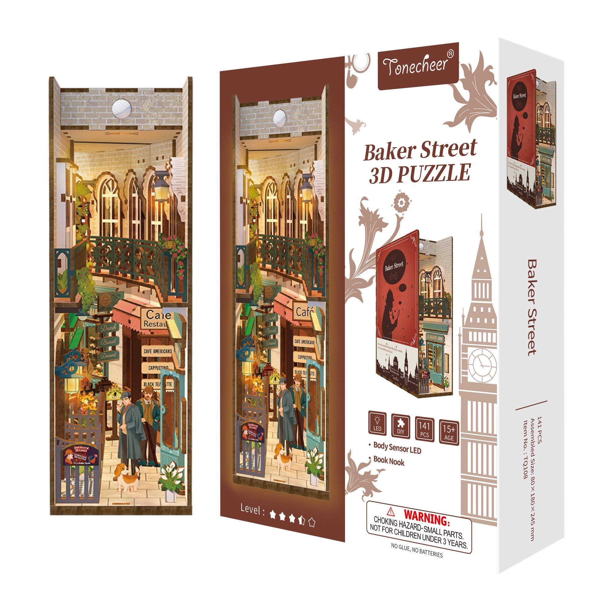 Tonecheer DIY-Set Book Nook mit LED, 3D Puzzle - Baker Street