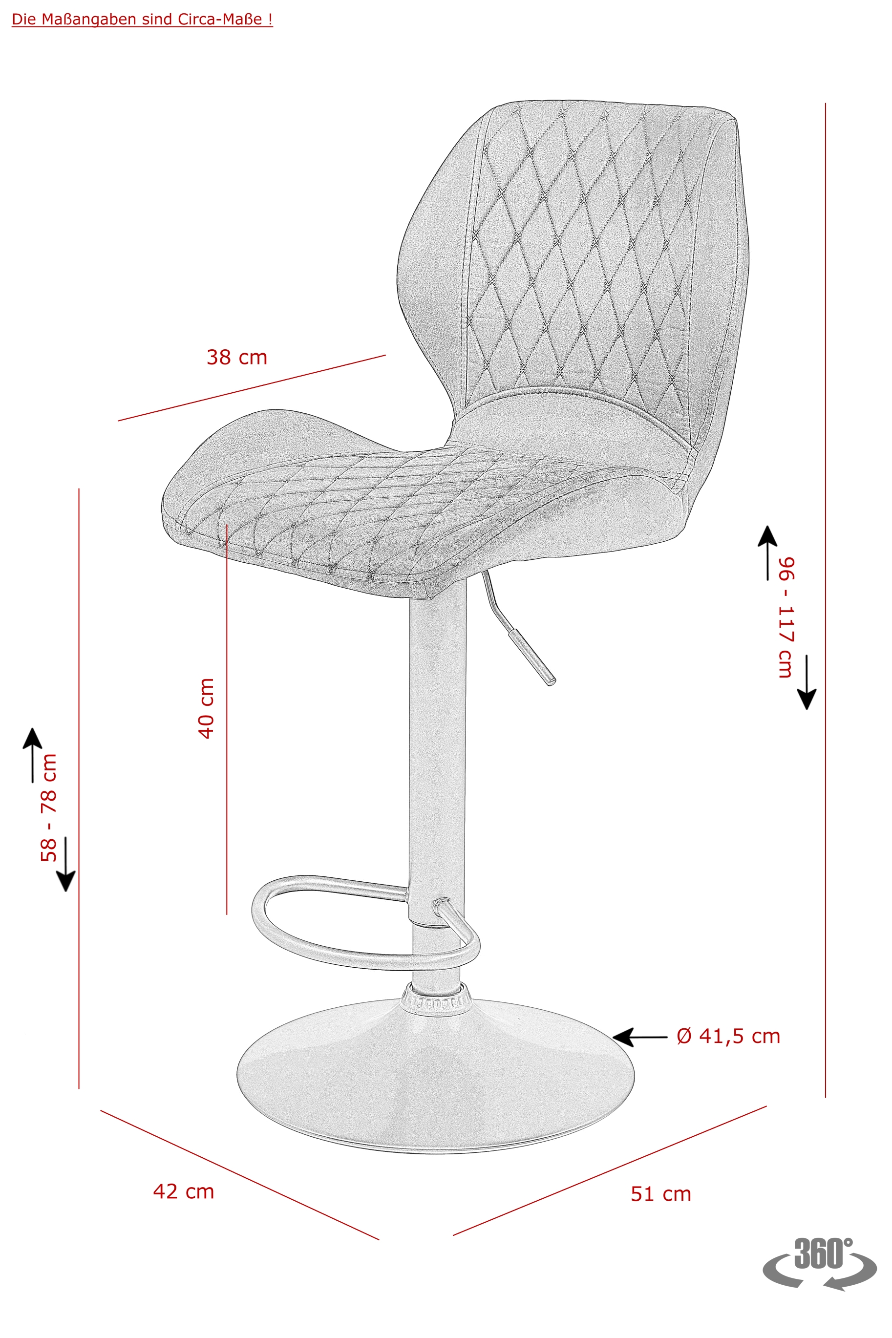 Barhocker, Vintage optik anthrazit - MyTrend359