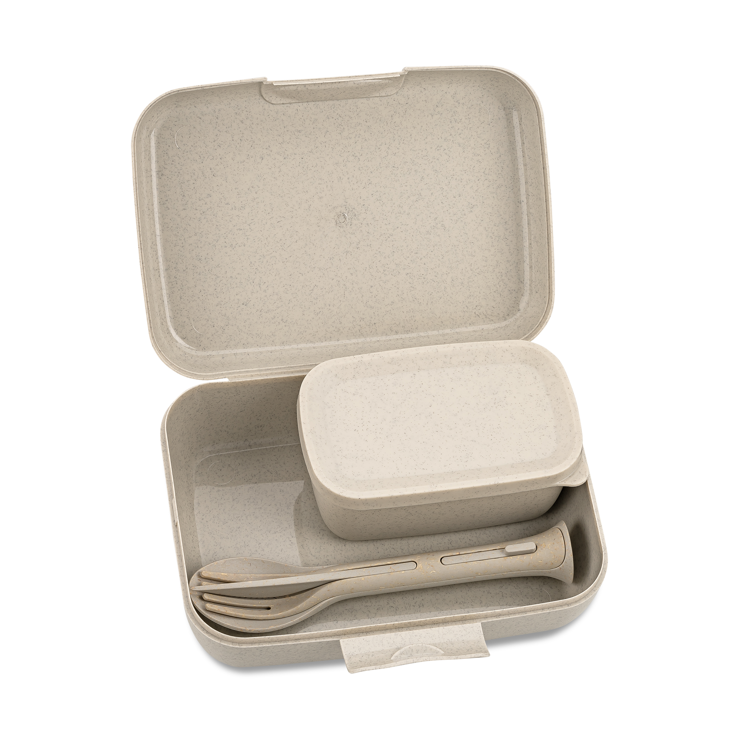 Lunchbox-Set inkl. Besteck-Set, nature desert sand - Umweltfreundlich, Lebensmittelecht,100%CO2-neutral
