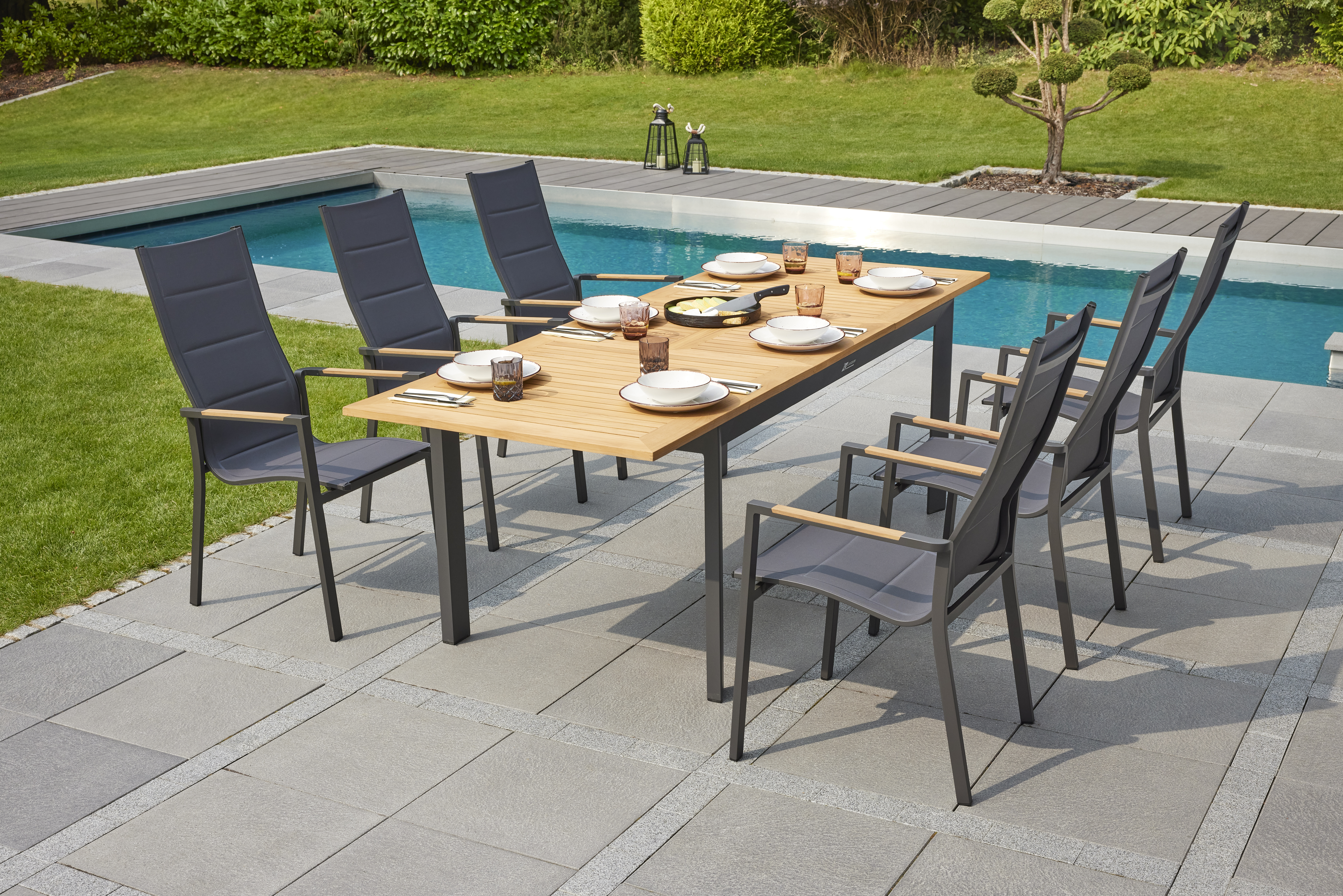 Stuhl, Hochlehner, stapelbar,mit Armlehnen - Unicamo