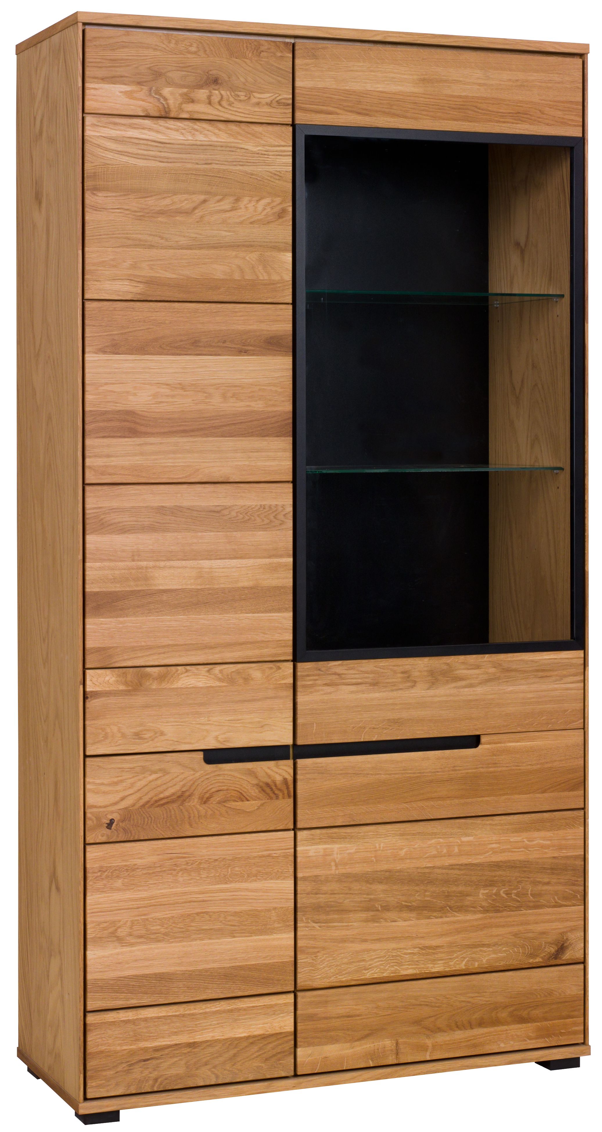 Vitrine, Eiche, 4-trg., 1xGlas-/3xHolztür - Edma