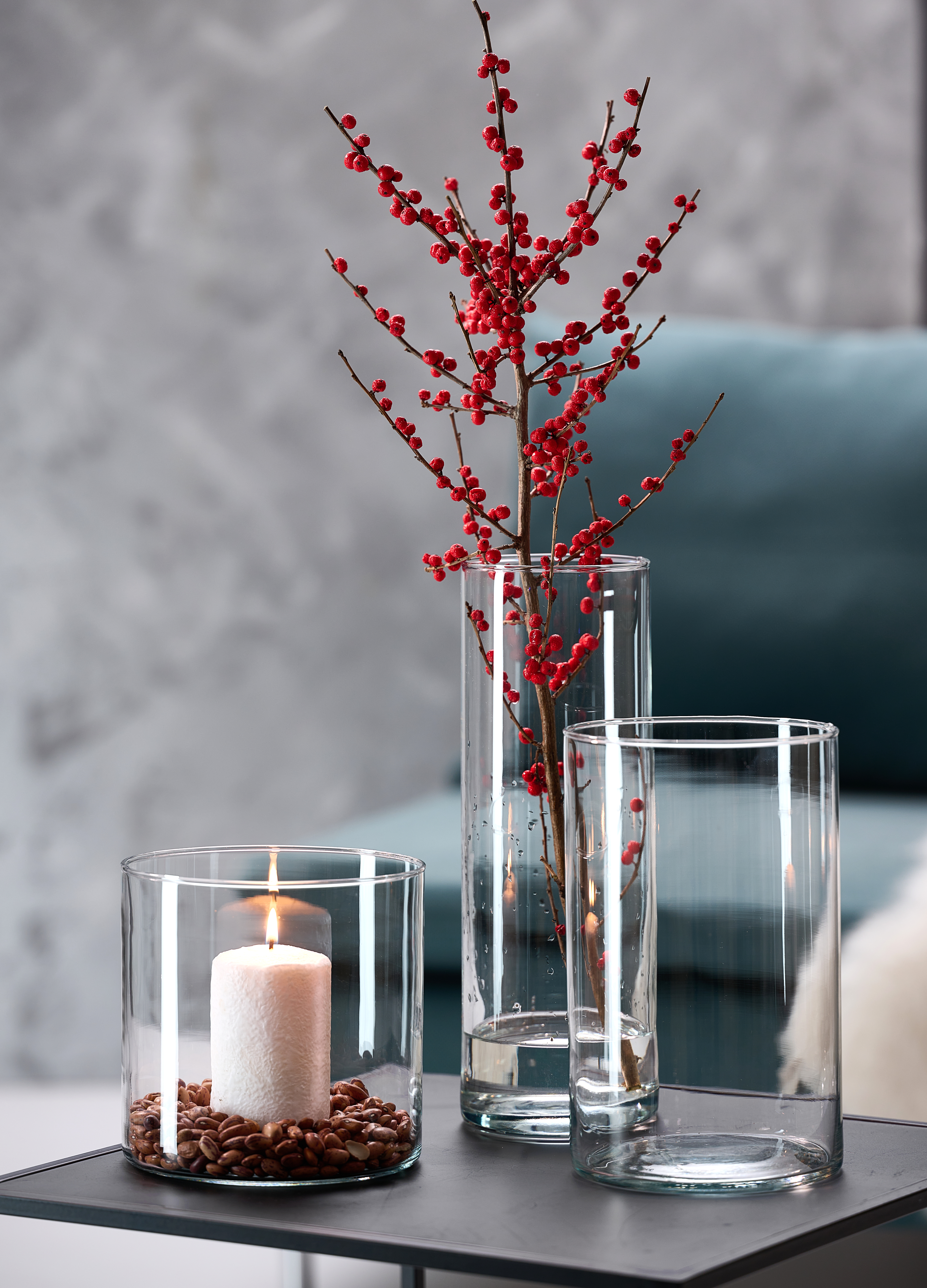 Vasenset Leonie, 3-Tlg. - Glas, Höhe 15cm, 21,5cm, 29,5cm