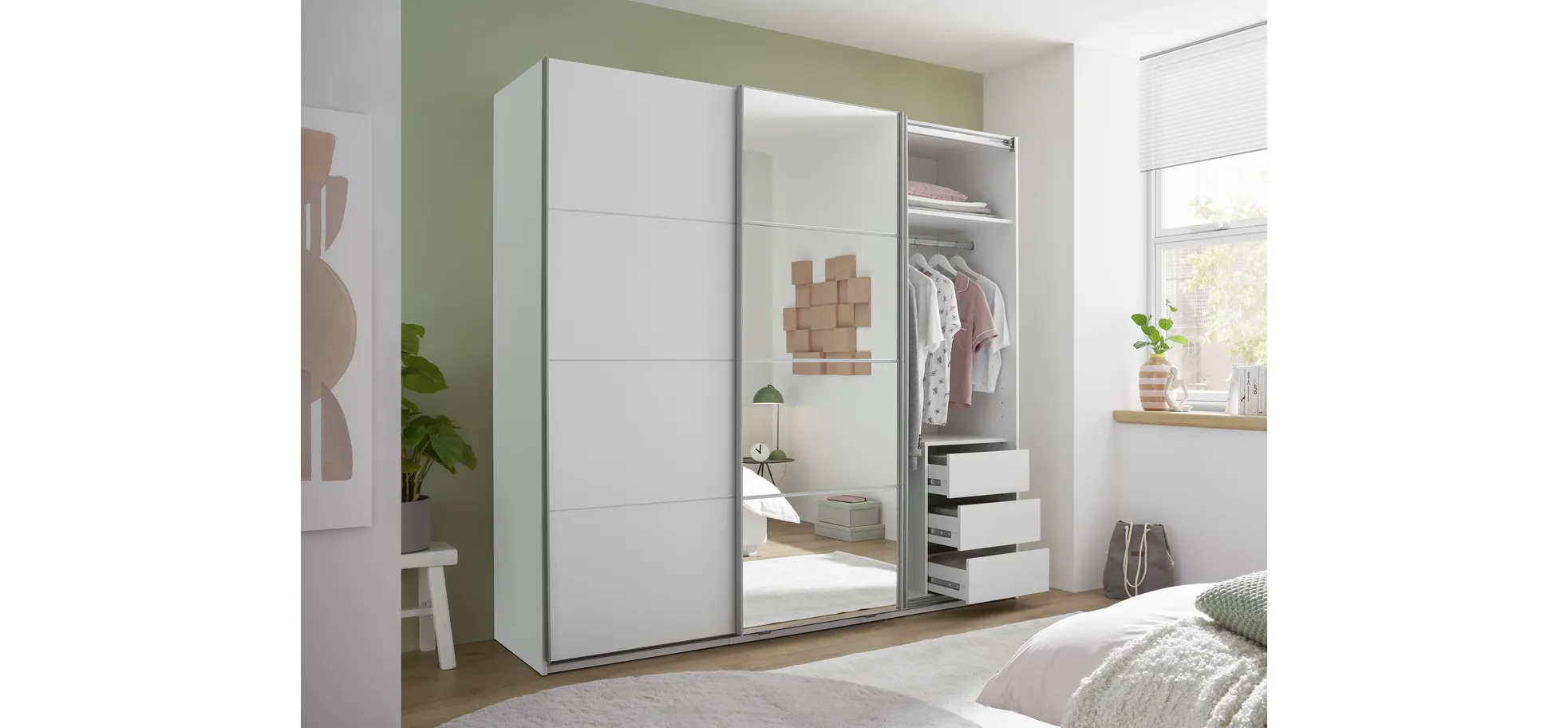 Schwebetürenschrank, weiß - MyStyle 3056