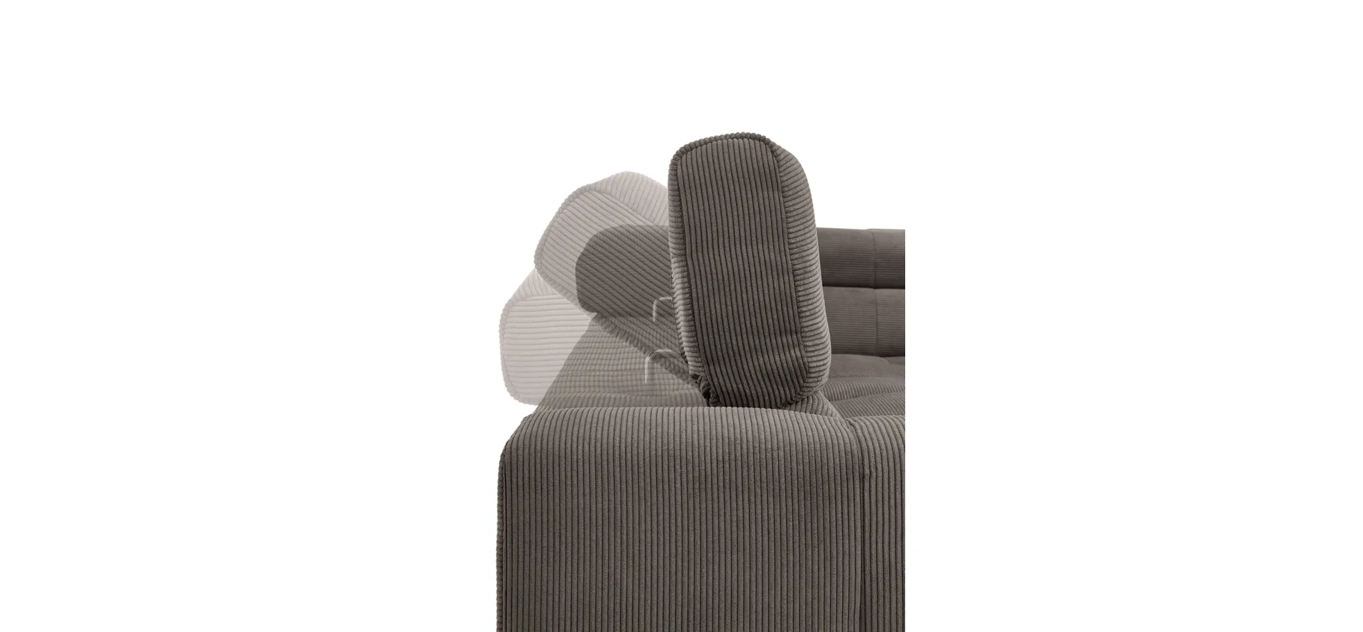  Ecksofa COLLEEN - 2-Sitzer mit Ecke rechts, Sitzvorzug motorisch, Feincord, Taupe