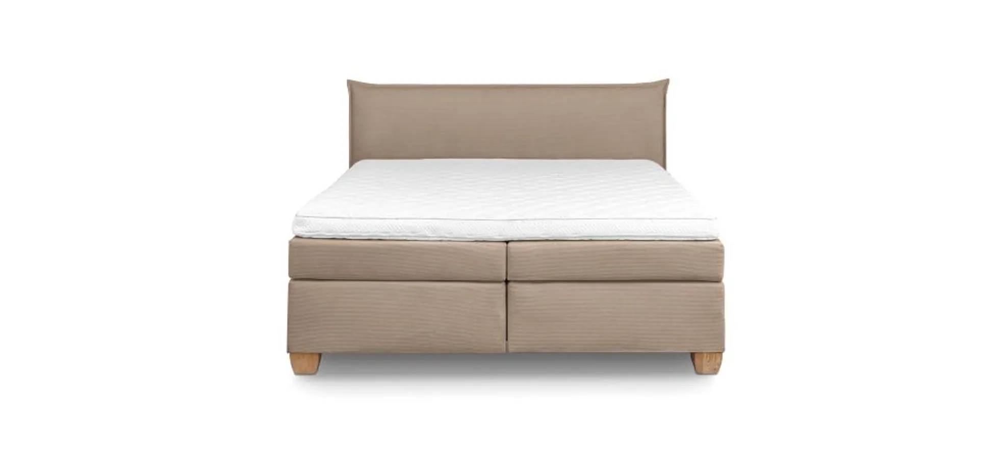  Boxspringbett HADAI- Liegefläche ca. 180x200 cm, Stoff, Hellbraun, TFK H2/TFK H3