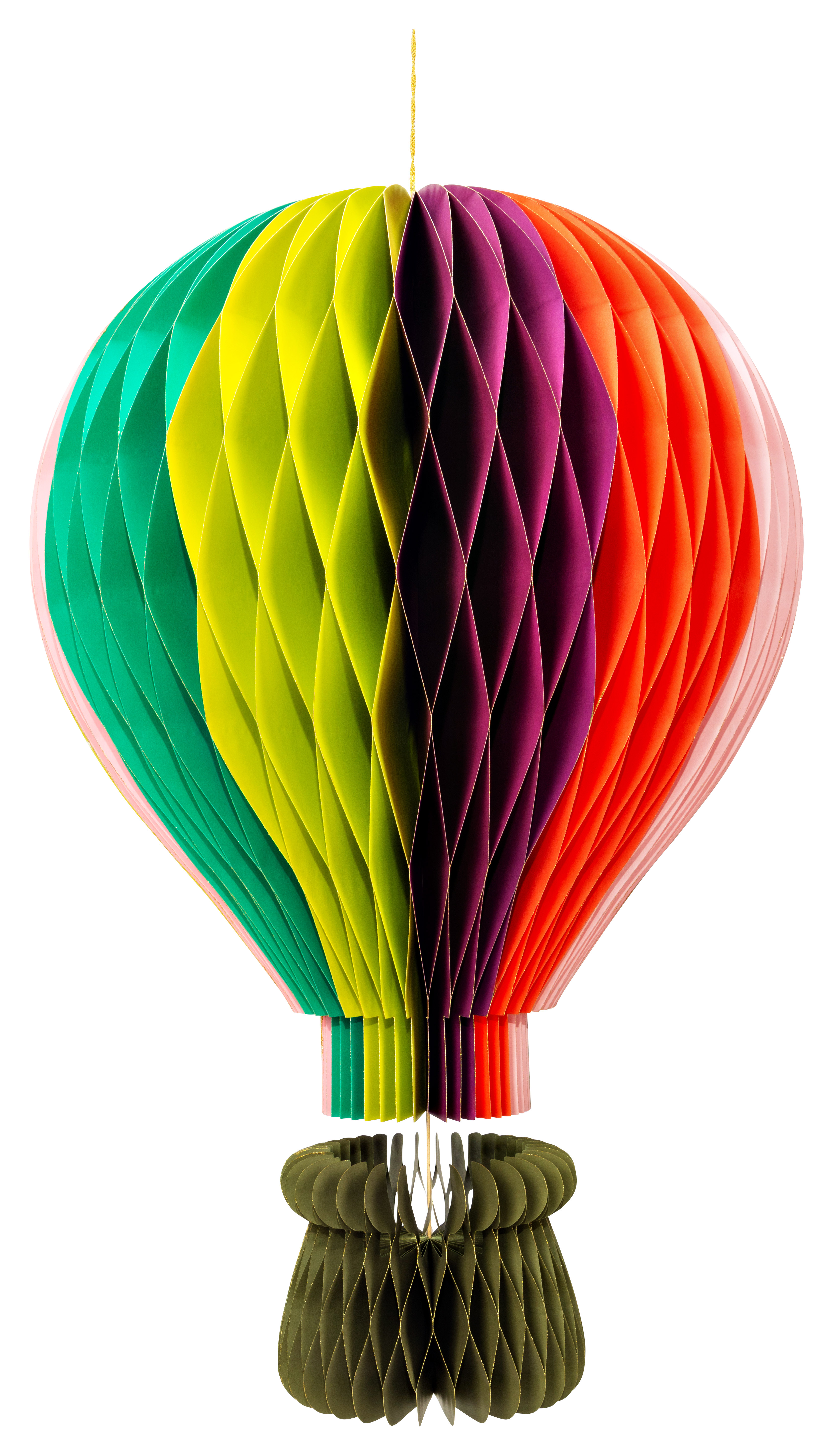 Hänger Heißluftballon Honeycomb - Papier/Pappe, Grün, 60x96x60cm