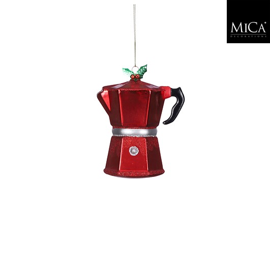 Ornament Kaffeekanne - rot - l3,5xb2,5xh4cm