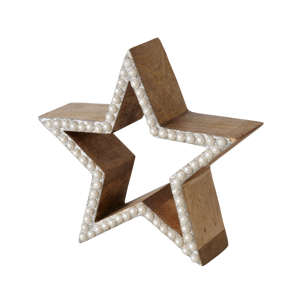 Dekoaufsteller Berlian, Stern - H 18,00 cm, Mango, PVC, weiss