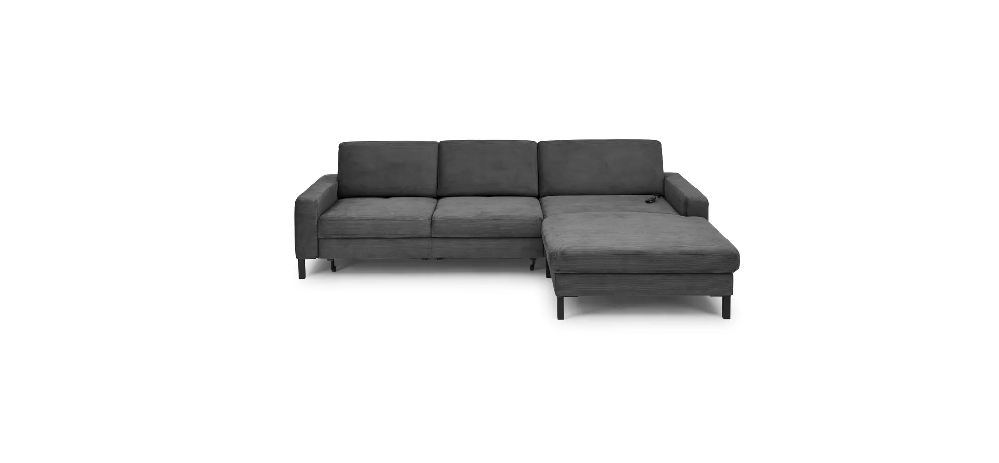  Ecksofa CALM MOVE 2.0 - 2,5-Sitzer mit Longchair rechts, Schlaffunktion, Feincord, Anthrazit