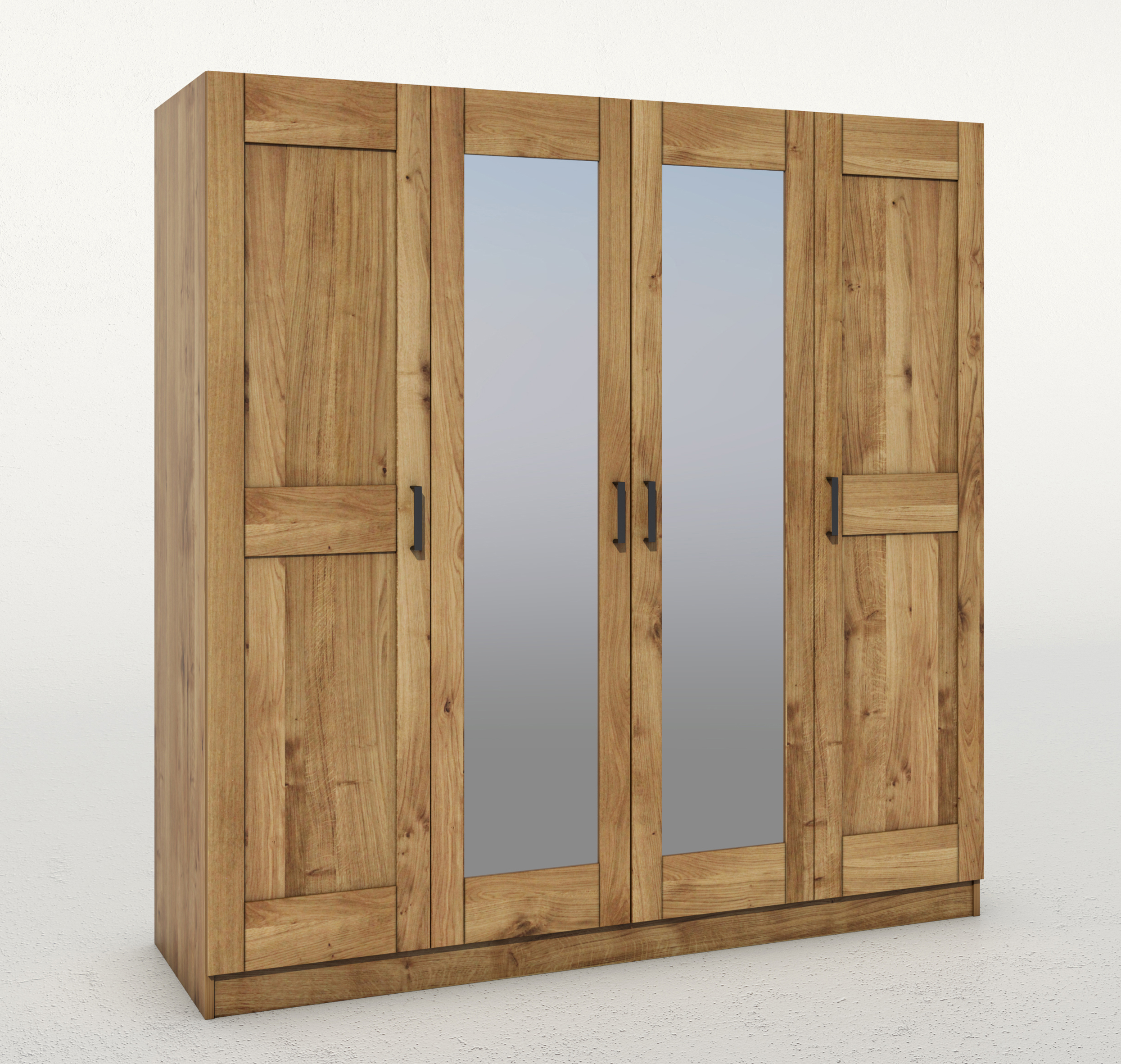 Kleiderschrank 4-trg. 2 Spiegel, Eiche - MyTrend318