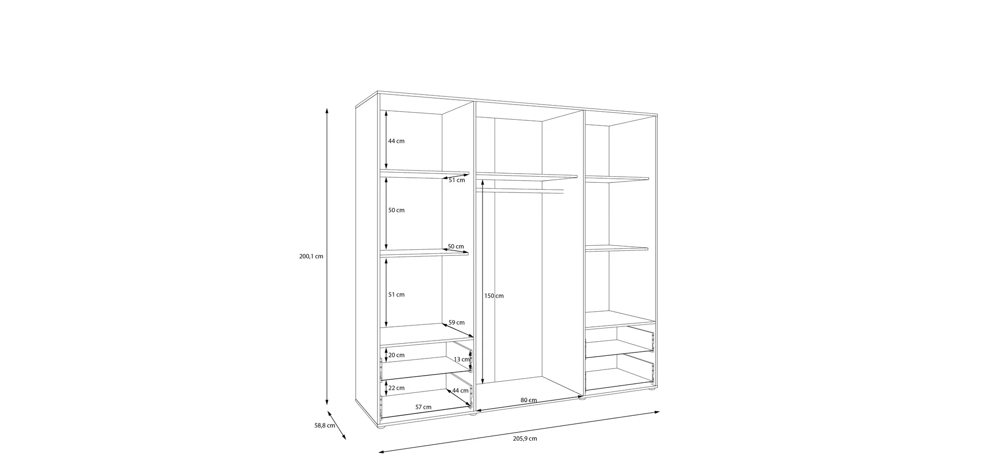Drehtürenschrank, Dekor sand - Fathie