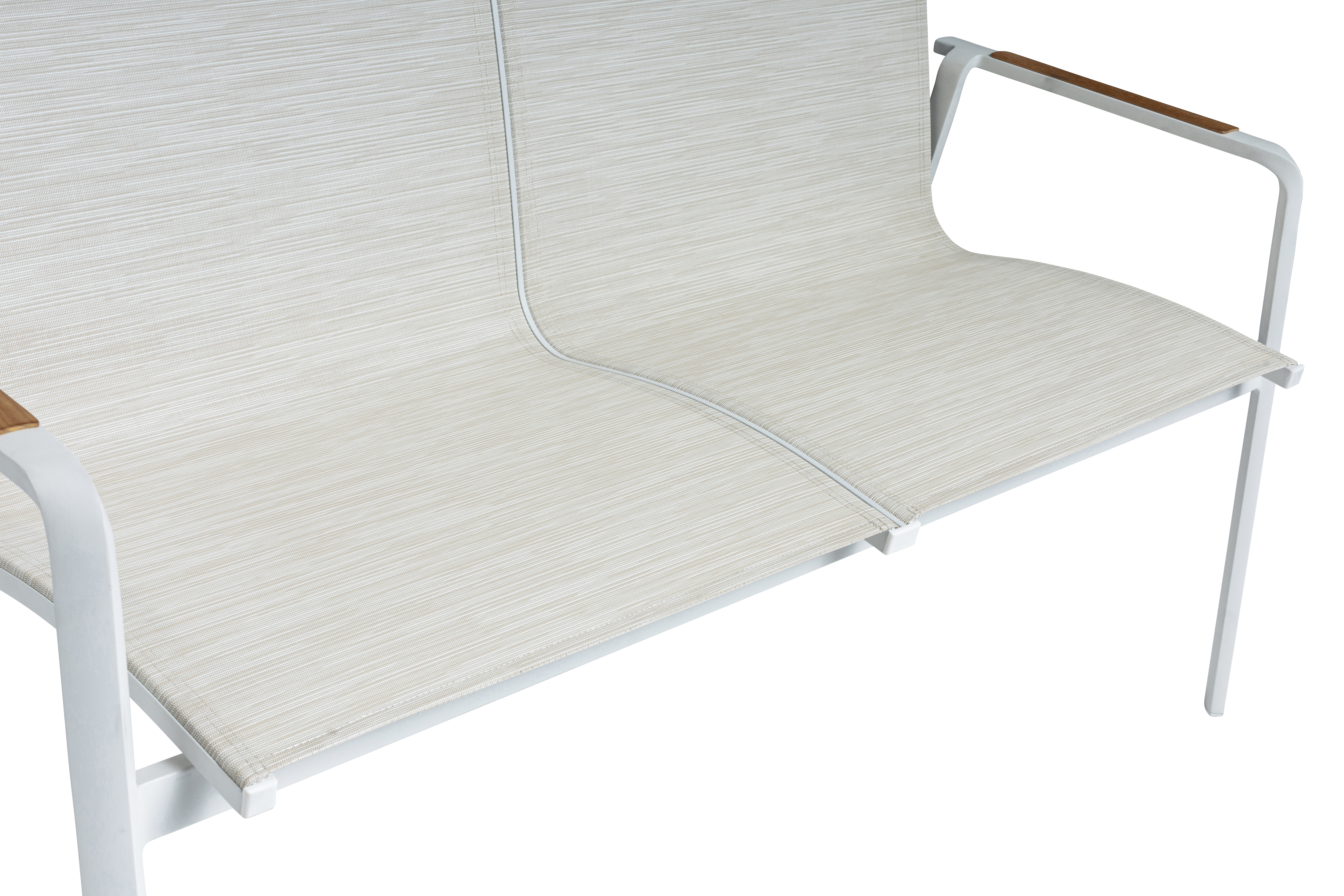 2er-Bank, weiß matt, beige, Outdoor - Diamond