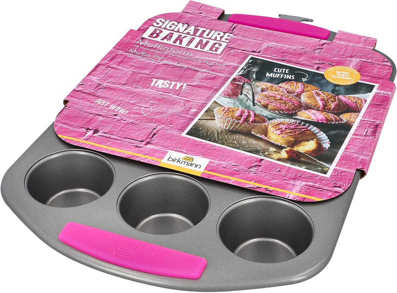 Muffinblech Signature Baking, mit Griff - für 12 Stück Ø 7cm, mit Antihaftbeschichtung