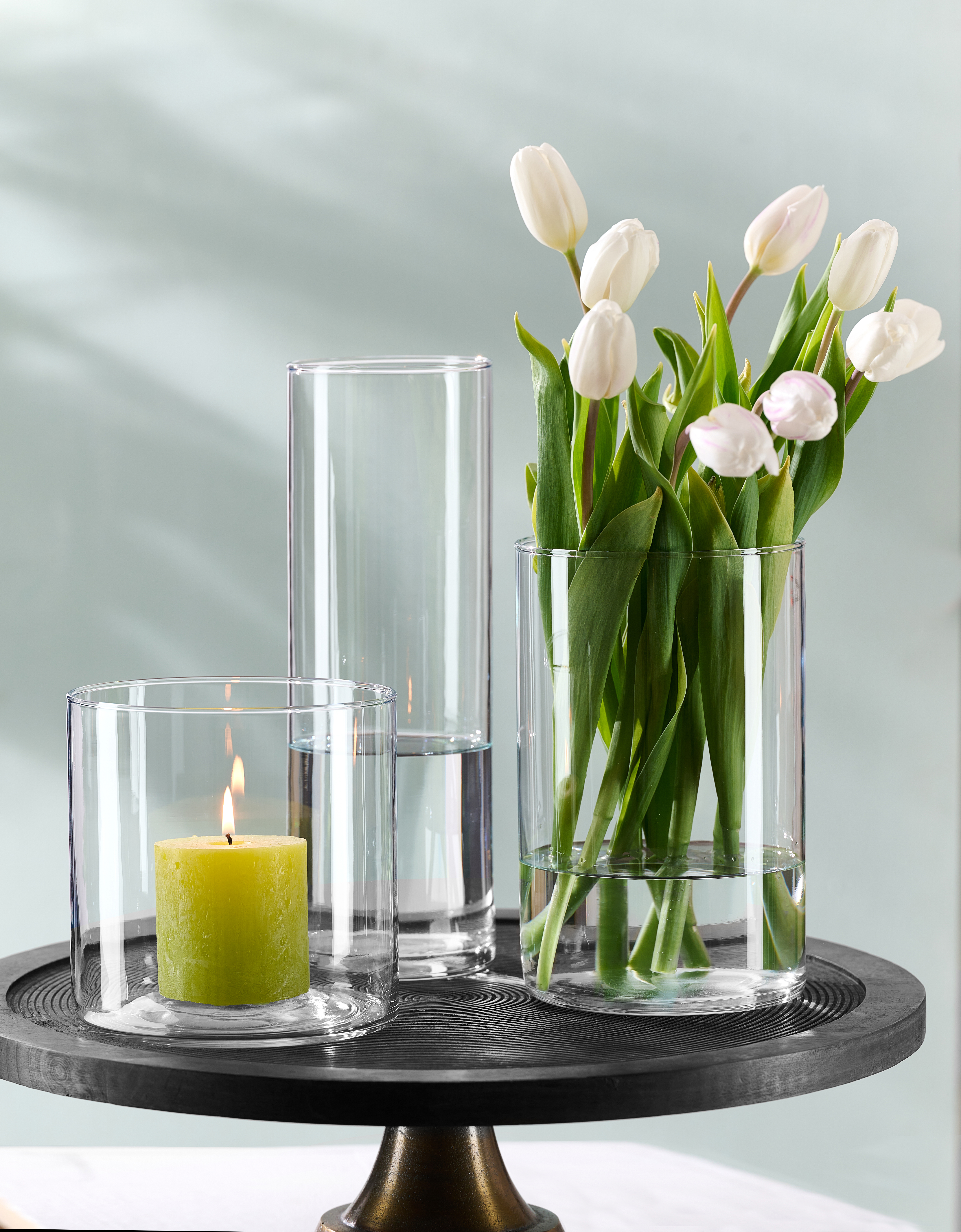 Vasenset Leonie, 3-Tlg. - Glas, Höhe 15cm, 21,5cm, 29,5cm