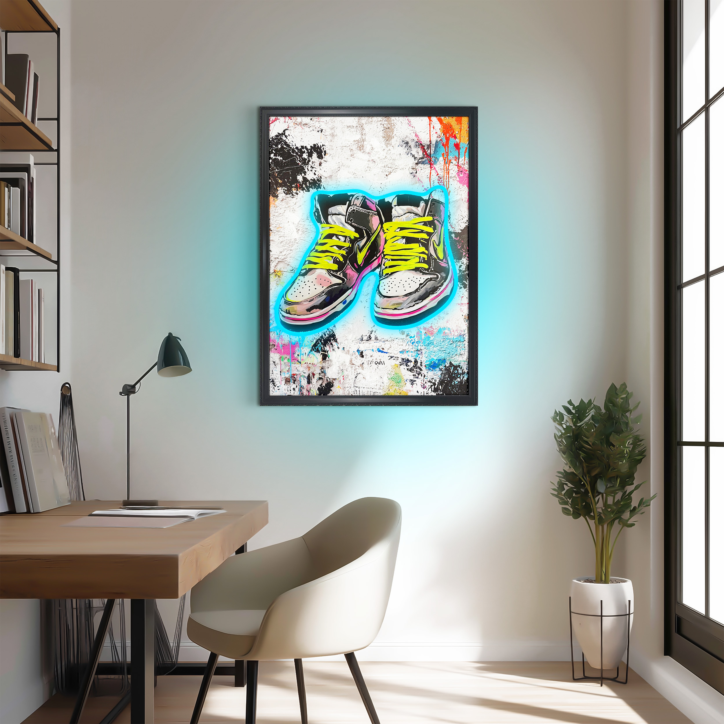 Neon LED Art Black - 50x70cm, sneaker view