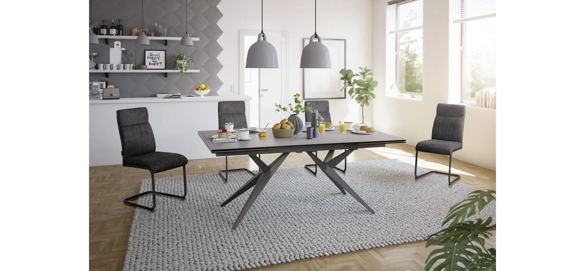 Schwingstuhl, Stoff anthrazit - Maida