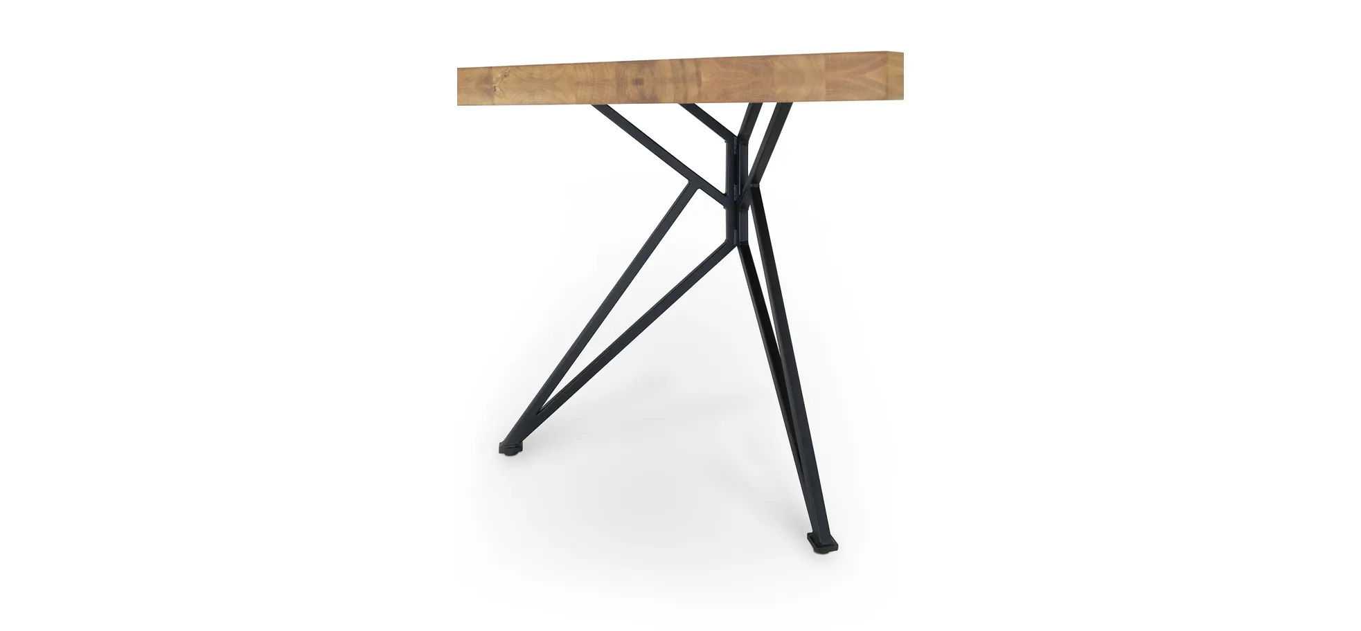 Esstisch - LB ca. 160x90 cm, Wildeiche massiv geölt, Baumkante, Schwarz