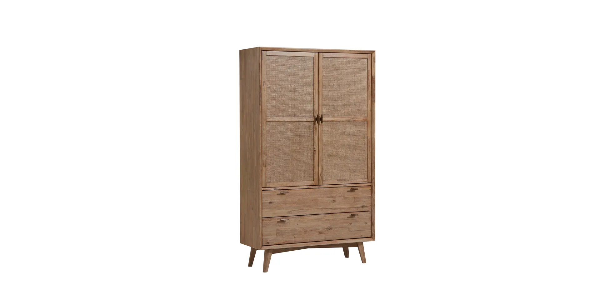 Highboard Falmouth - Akazie / Front, Rattangeflecht