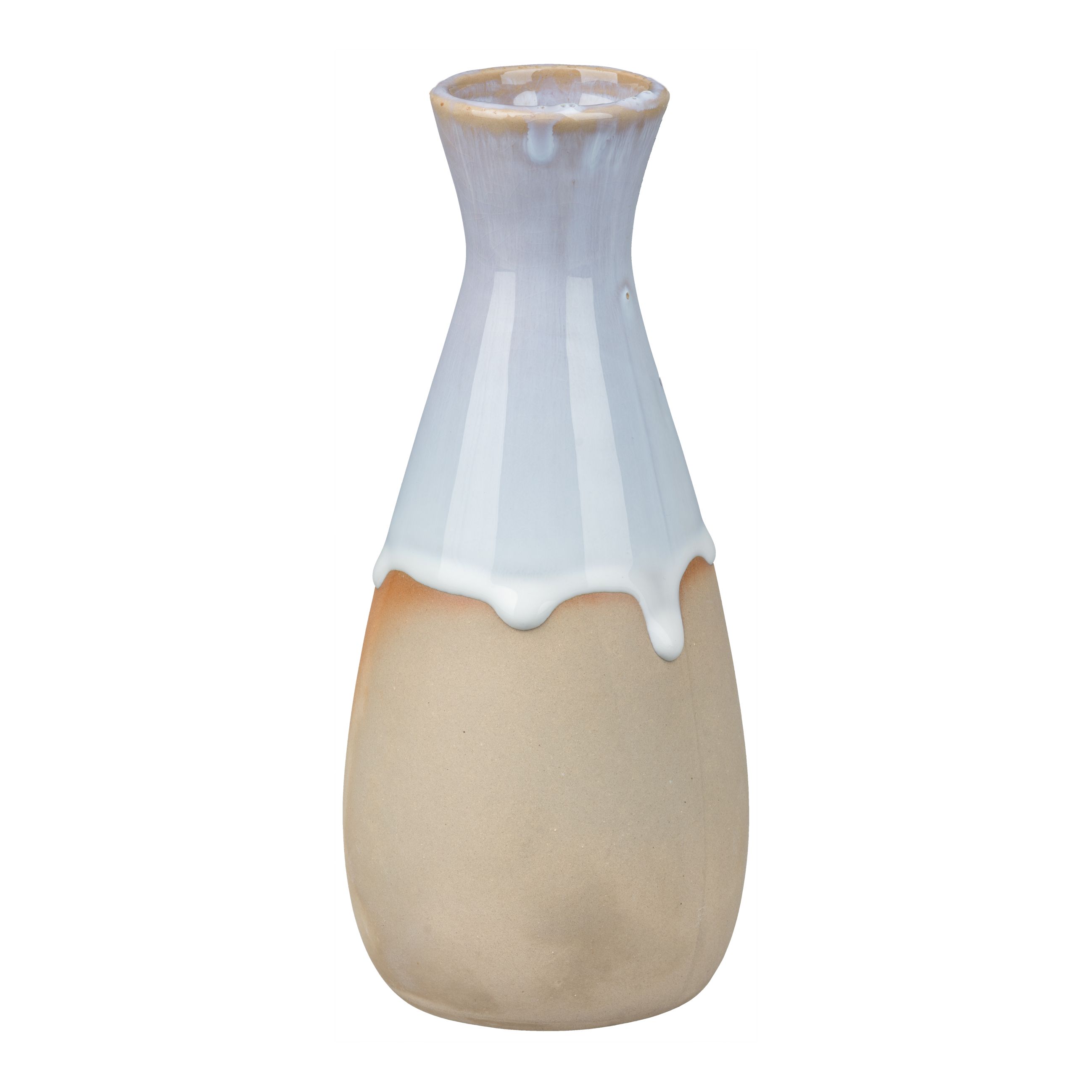 Vase - Keramik Vase KORFU, 8x8x19cm, Hellbraun