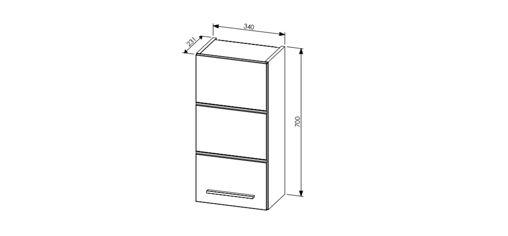 Hängeschrank- B ca. 34 cm, Anthrazit, Weiß, Hochglanz