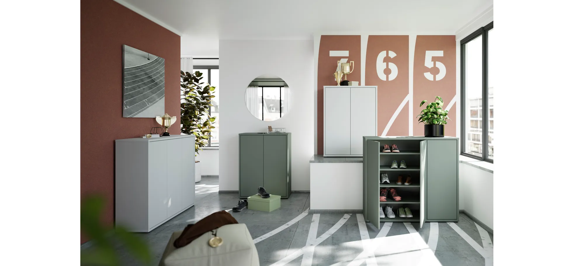 Schuhschrank, Salbei, 2 Türen - Faid