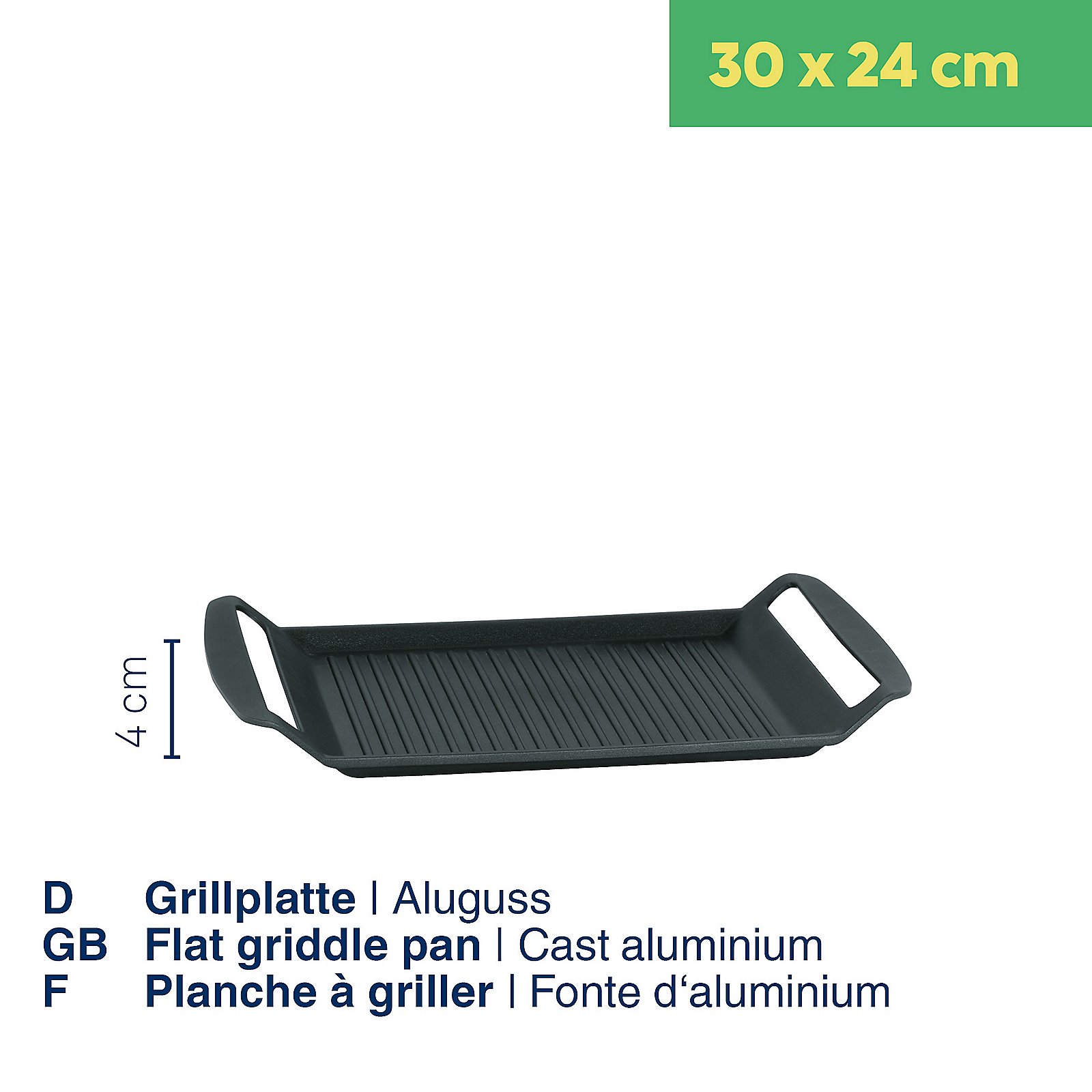 Grillplatte Kerros 24x4x30 cm - Aluguss schwarz