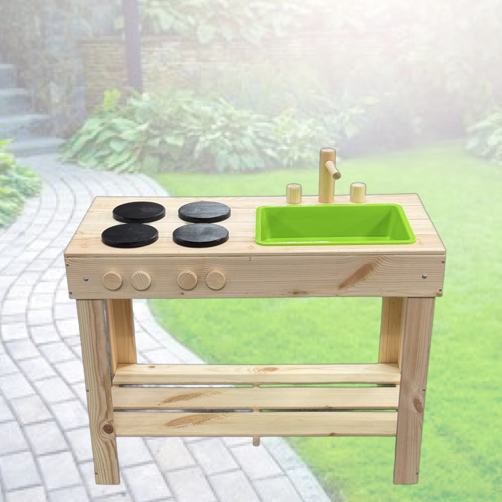 Spiel-/Matschküche Outdoor - Holz/Kunststoff, 78x38x59cm