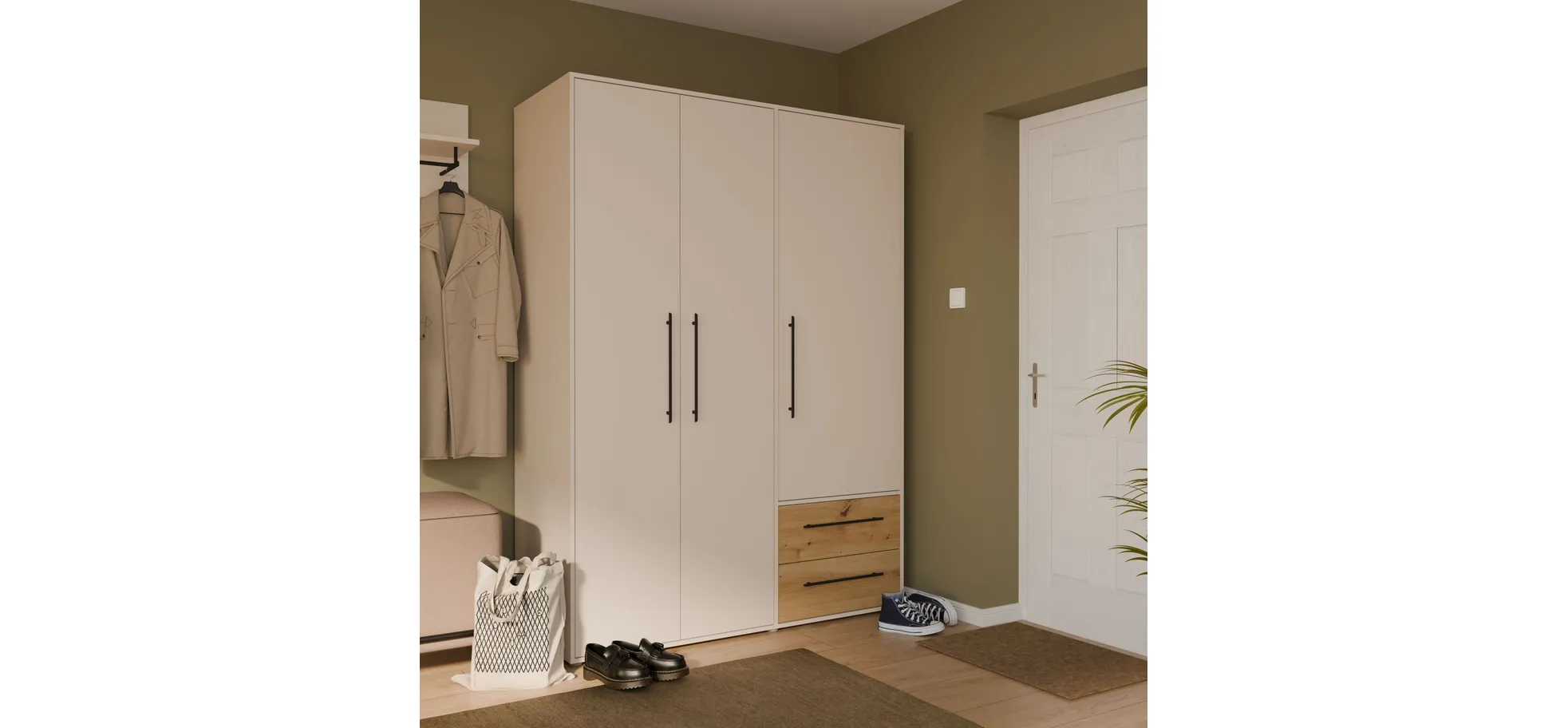 Drehtürenschrank, Dekor sand - Fathie