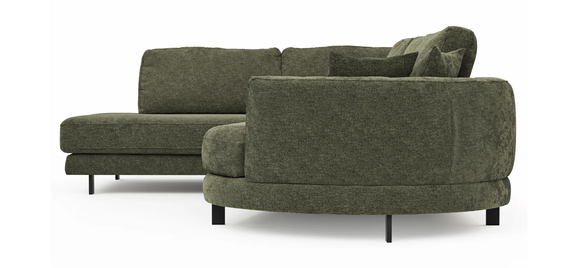 Ecksofa, olivgrün, Füße Metall schwarz - Solenne