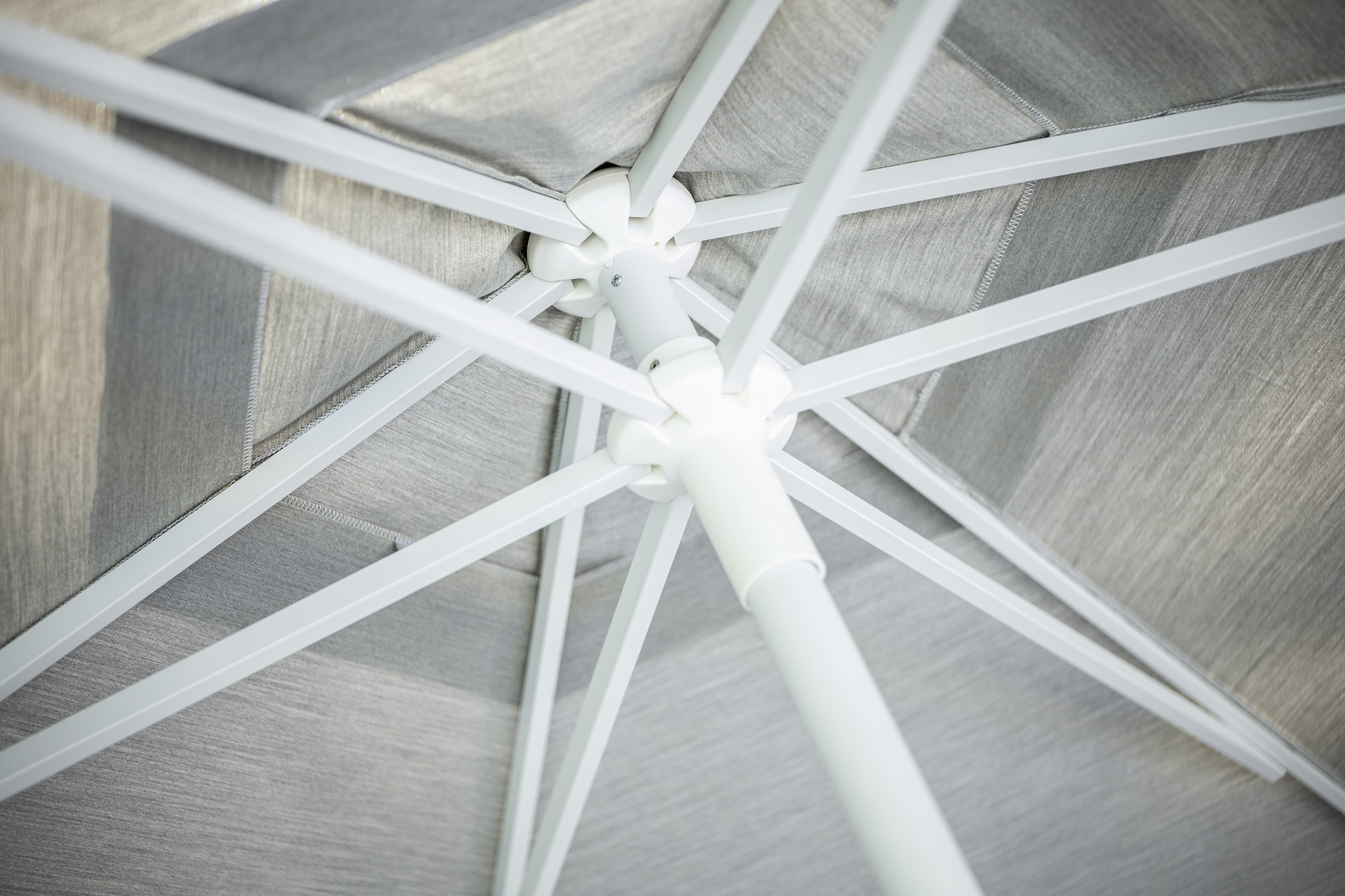 Stockschirm, weiß matt/hellgrau, Ø 300 cm - Easy-Push