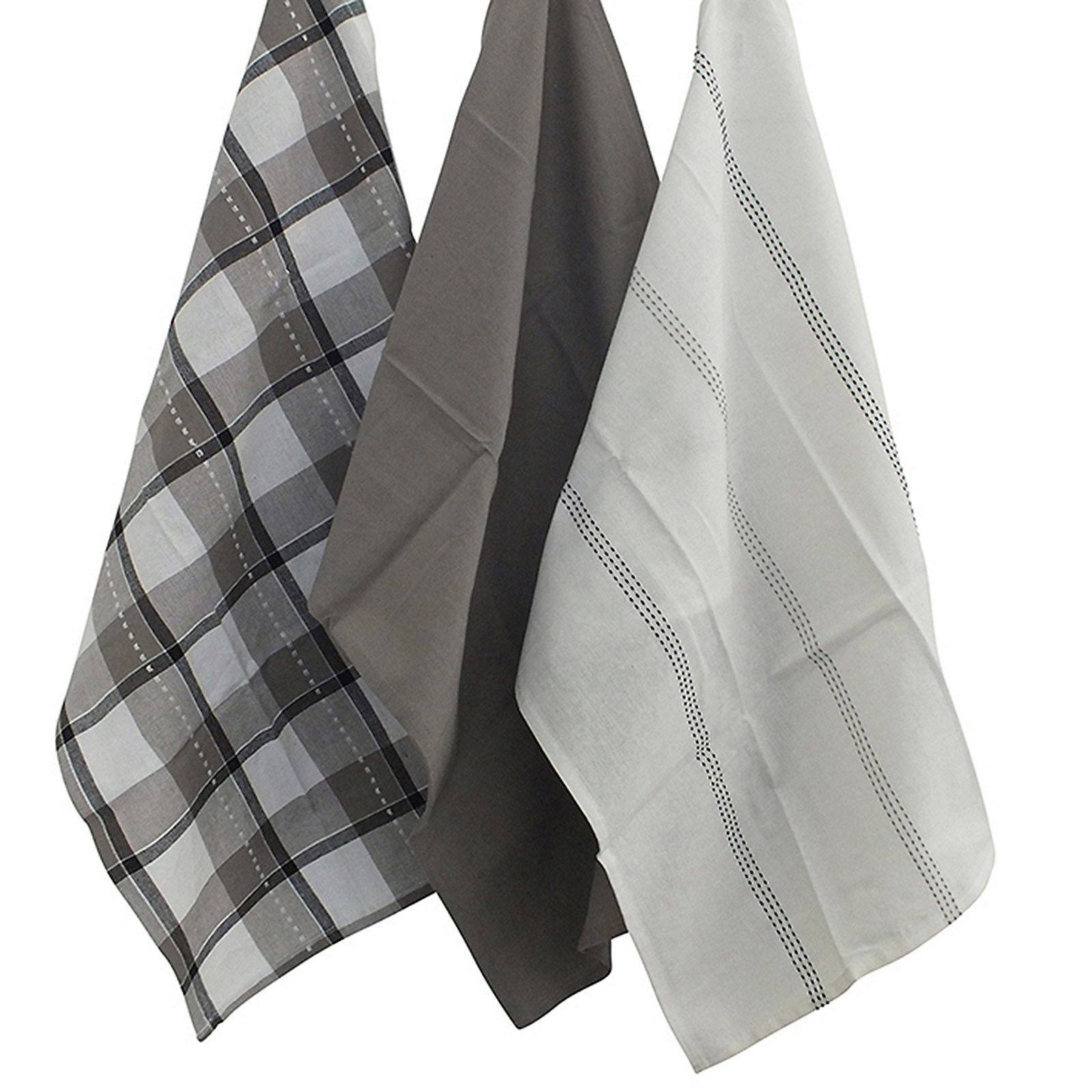 Geschirrtuch Pasado, 3-er Set - 100% baumwolle, grau, 65x45cm